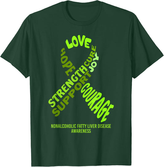 Nonalcoholic Fatty Liver Dz. Awareness Ribbon W/ Words Shirt T-Shirt - T-Shirt | Forest
