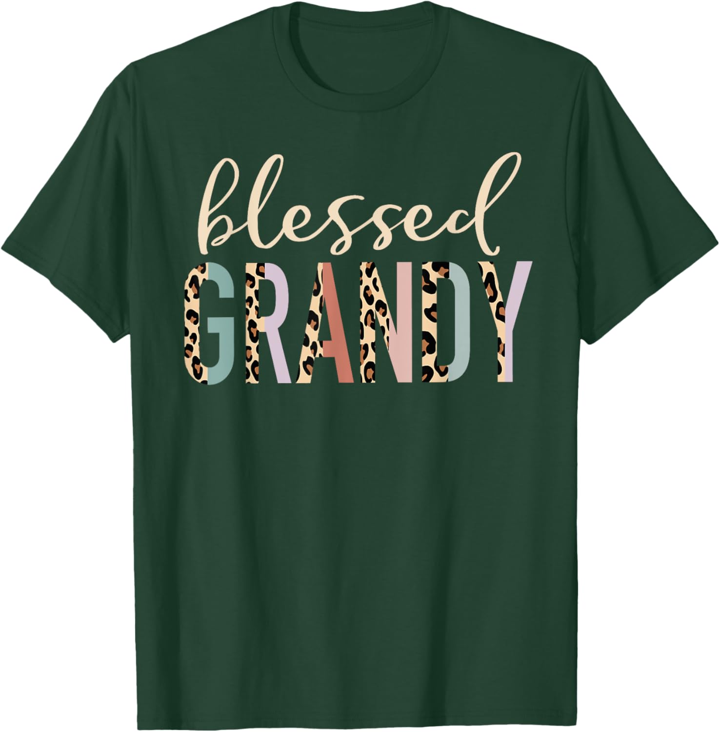 Blessed Grandy Cute Leopard Print T-Shirt - T-Shirt | Forest