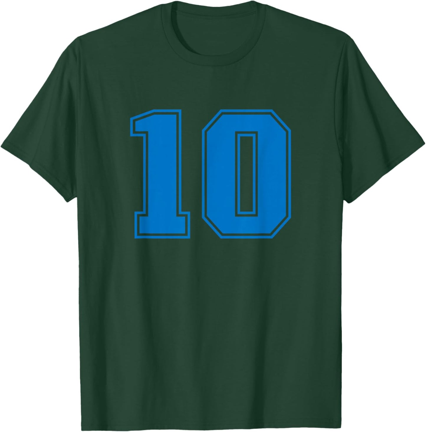 Number #10 Blue Sports Uni Number T-Shirt - T-Shirt | Forest