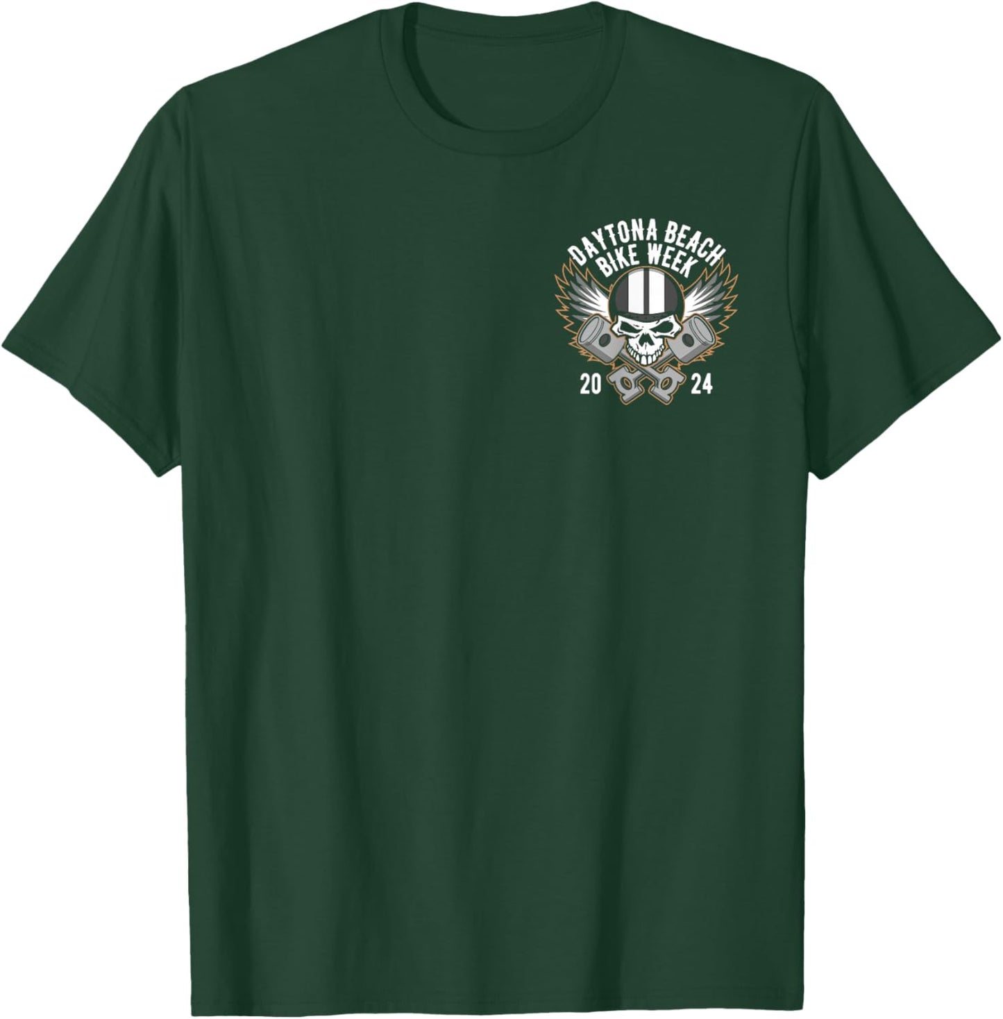 Daytona Beach Bike Week 2024 Retro Motorcycle Design T-Shirt - T-Shirt | Forest