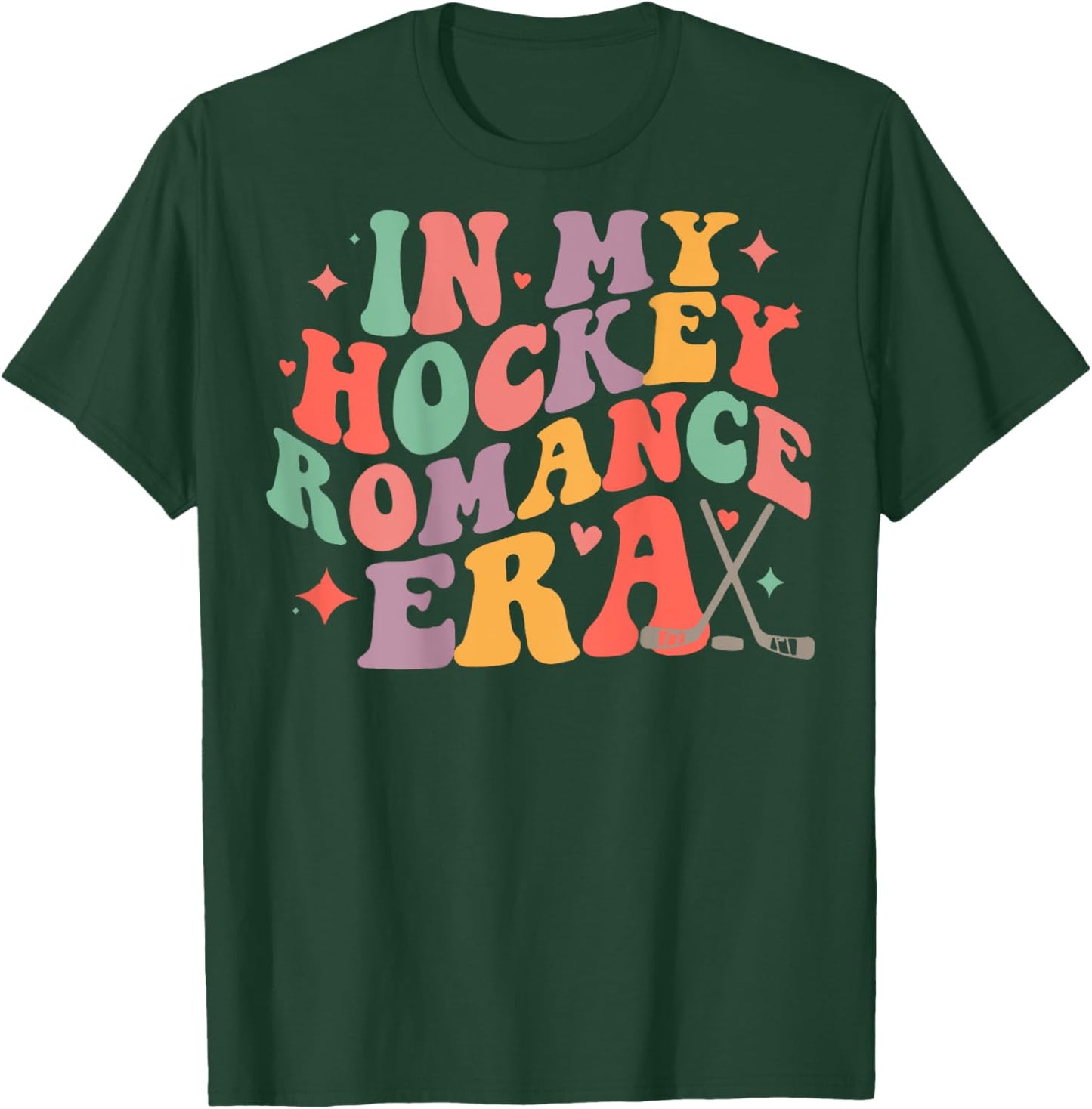 In My Hockey Romance Era, Hockey Romance Book Club (On Back) T-Shirt - T-Shirt | Forest