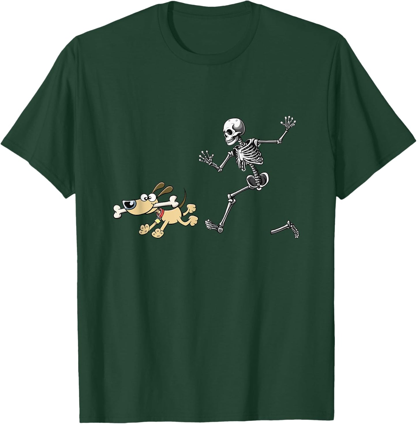Halloween Dog, Funny Skeleton, Skeleton Chasing Dog Women T-Shirt - T-Shirt | Forest