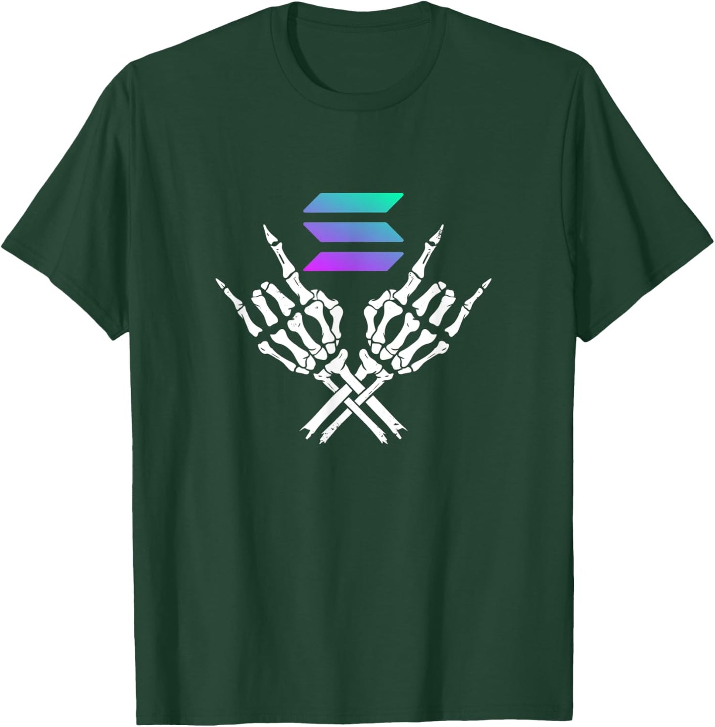 Solana Crypto Skeleton Halloween Theme Metal Hands SOL T-Shirt - T-Shirt | Forest