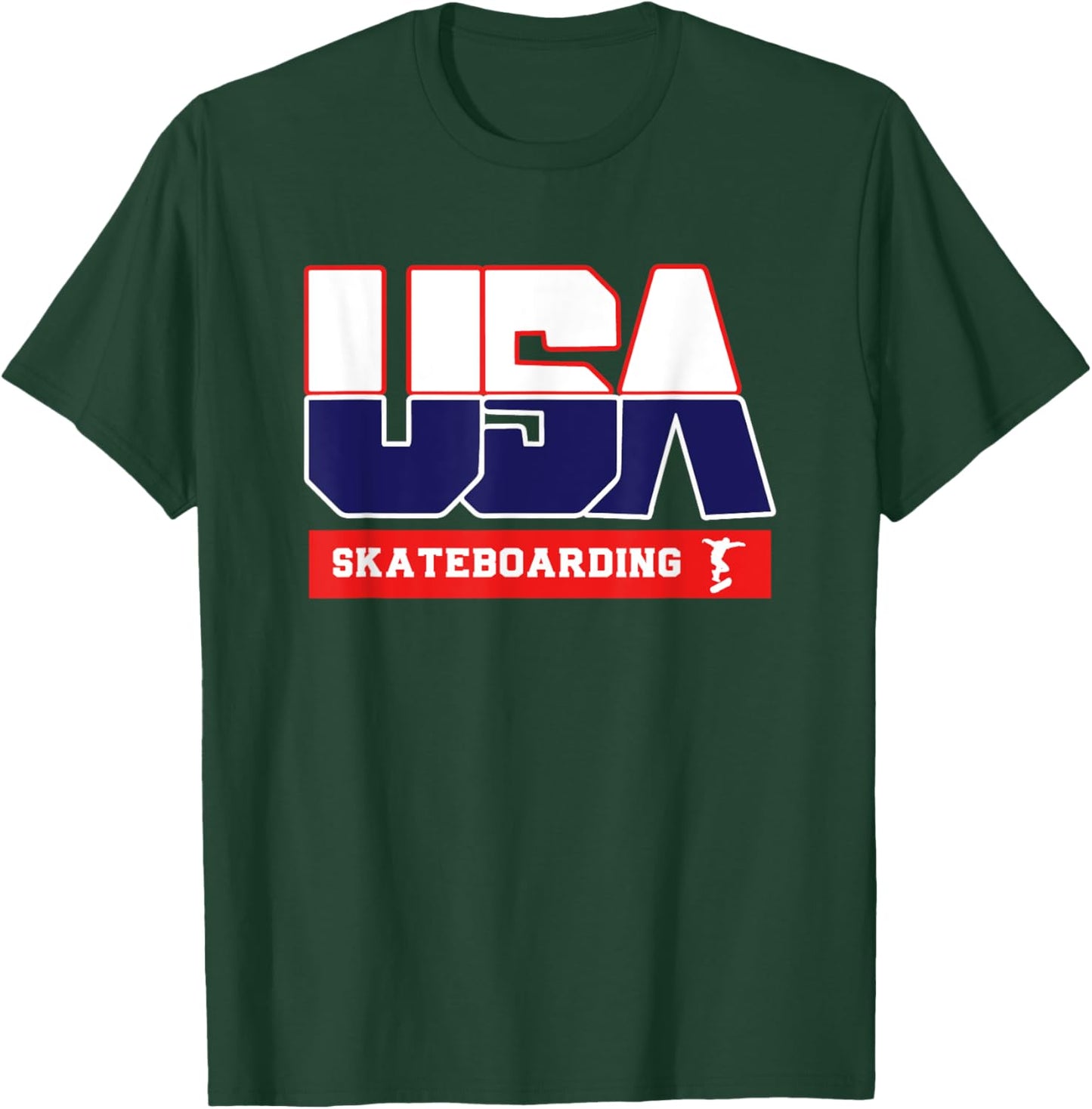 USA Team Skateboarding - men & women American sports T-Shirt - T-Shirt | Forest