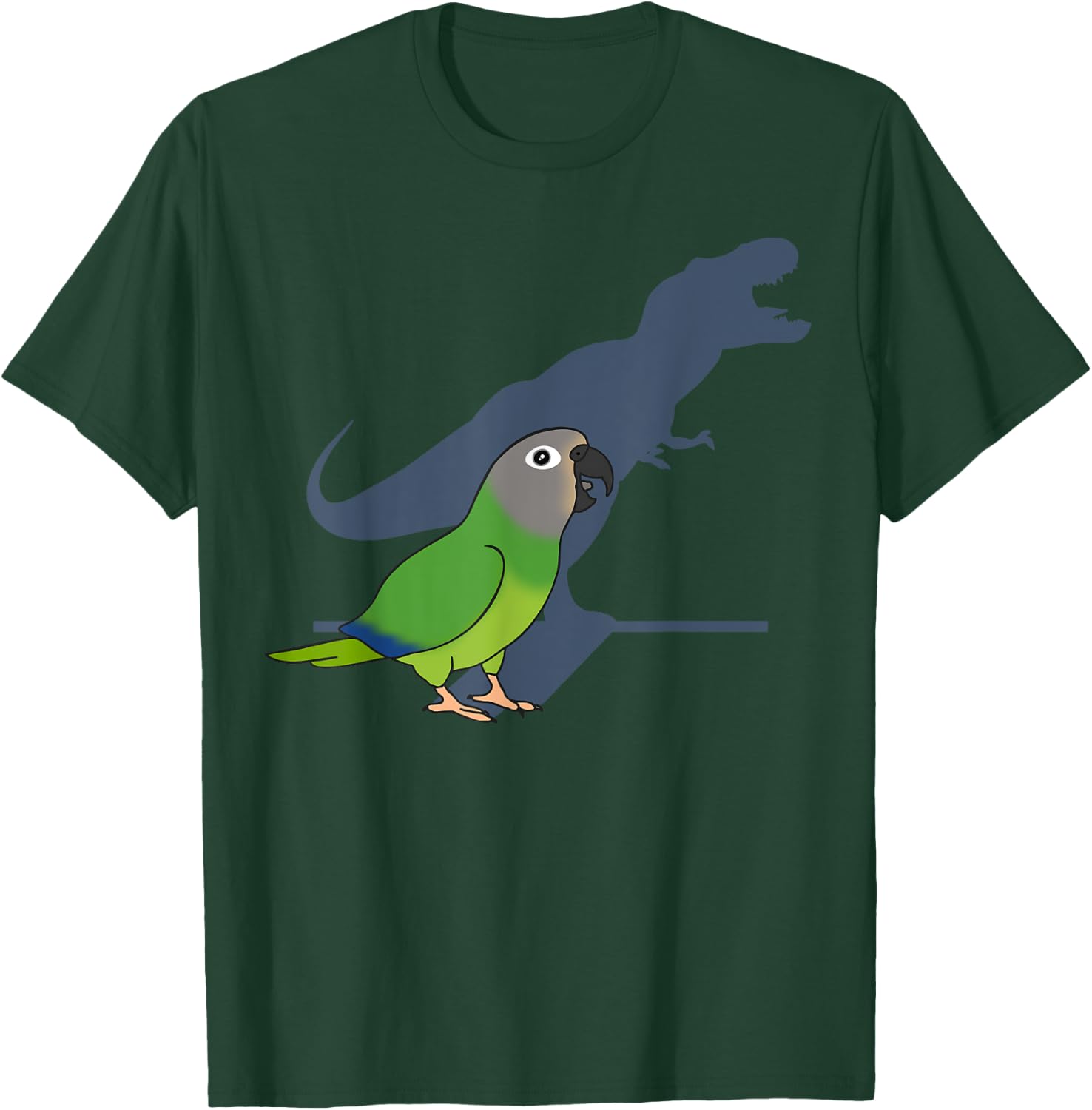 Funny Dusky headed Conure T-rex, Dinosaur Parrot Pet Bird T-Shirt - T-Shirt | Forest