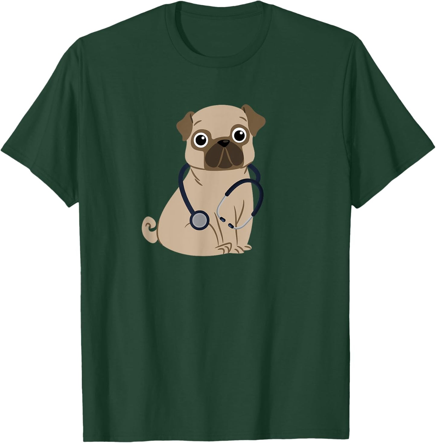 Funny Cute Pug Doctor Pug Nurse Men Women Love Adorable Pugs T-Shirt - T-Shirt | Forest