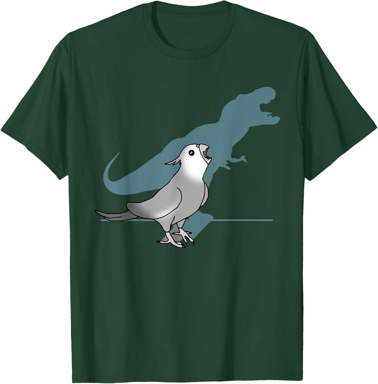 T-rex white faced cockatiel, Funny grey cockatiel dinosaur T-Shirt - T-Shirt | Forest