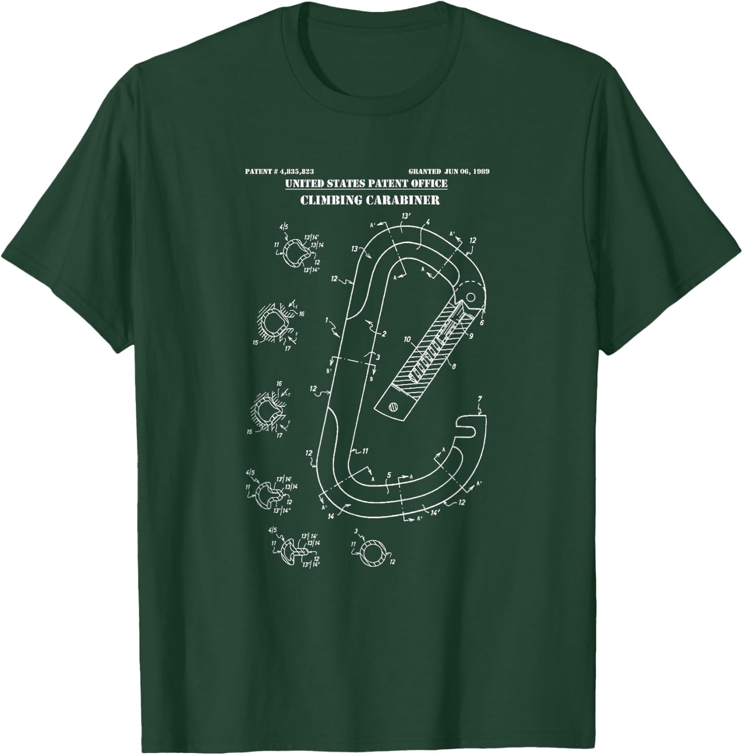 Carabiner Patent Rock Climbing Shirt Graphic Climb Gift T-Shirt - T-Shirt | Forest