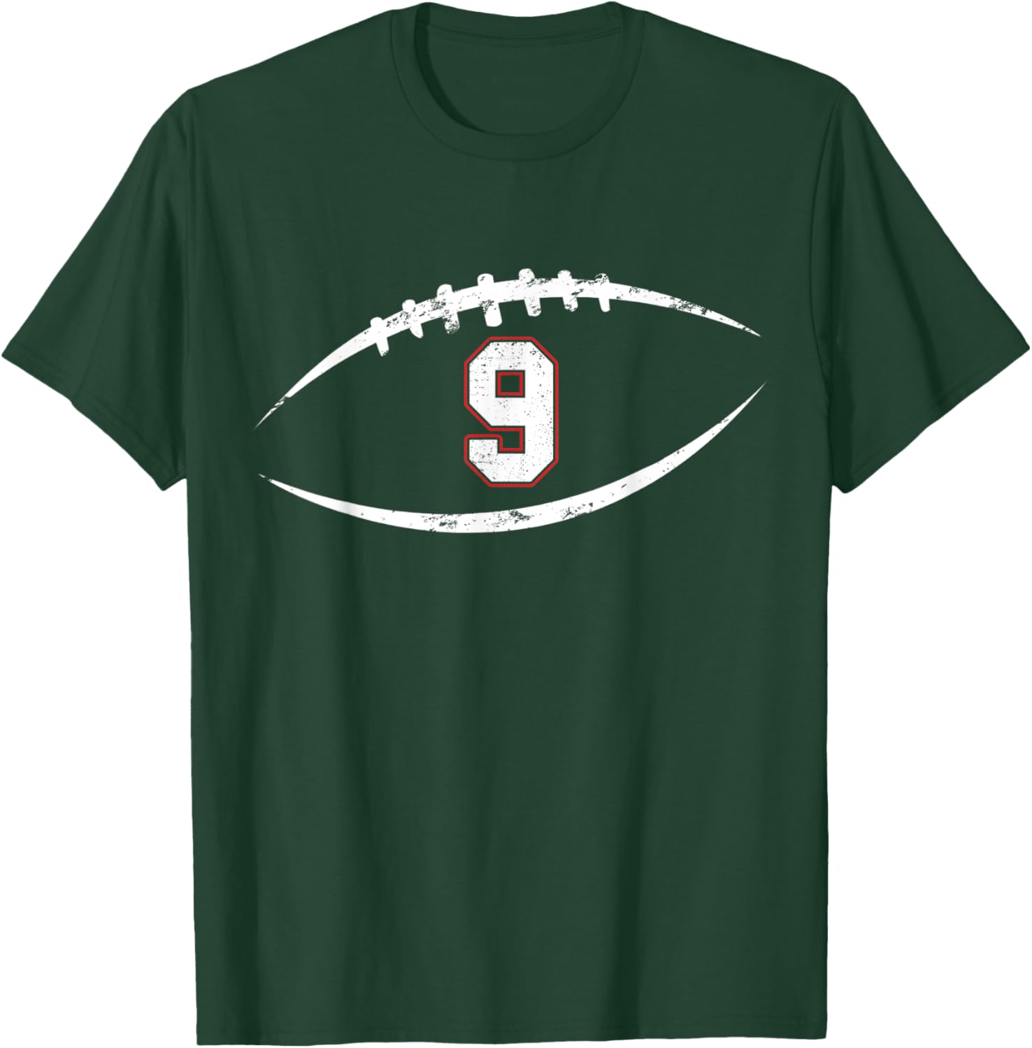 9 Number Vintage Football Player 9 Lucky Number Birthday T-Shirt - T-Shirt | Forest