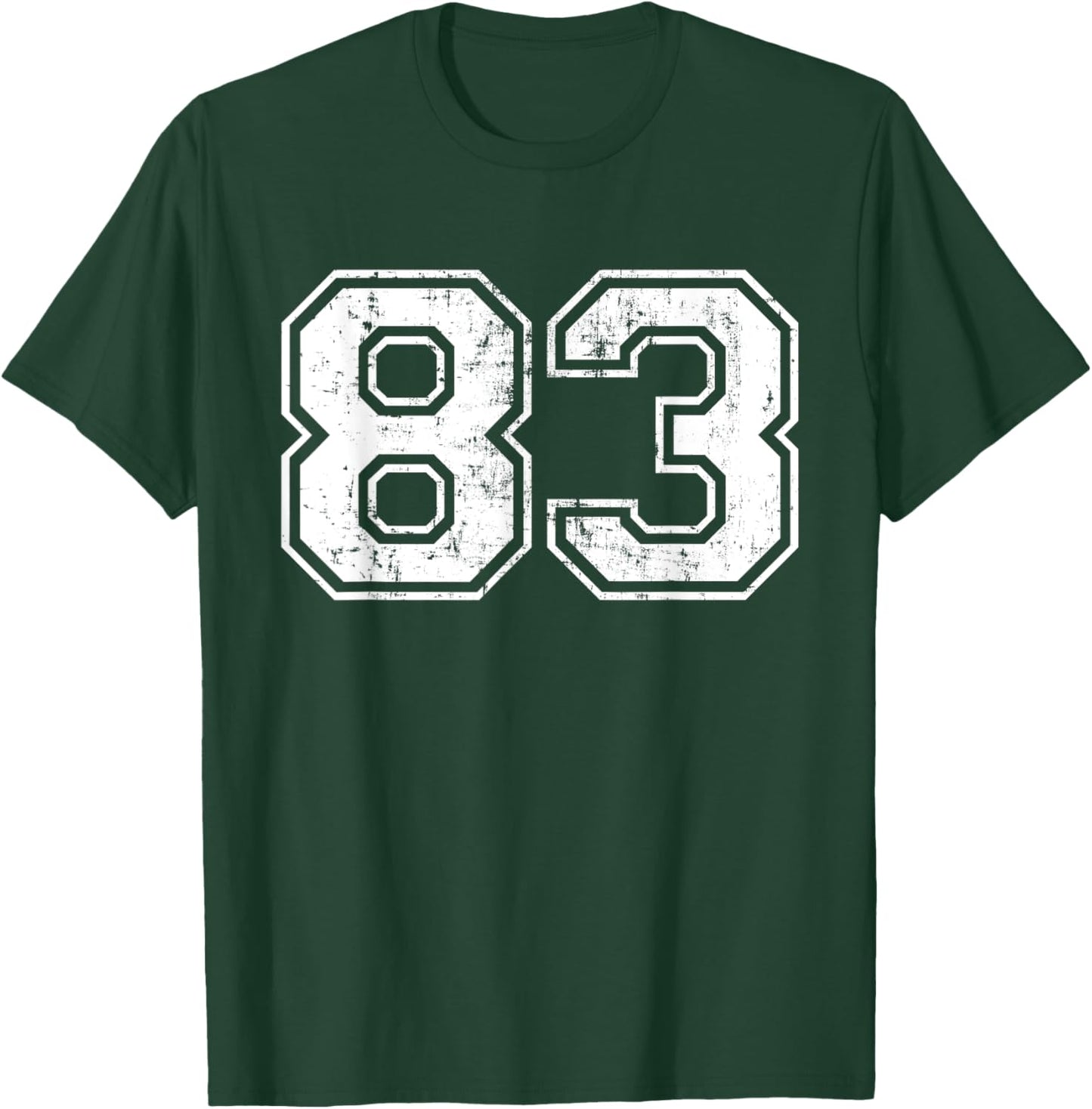 Number 83 Eighty Three Distressed Vintage Sports Team Gym T-Shirt - T-Shirt | Forest