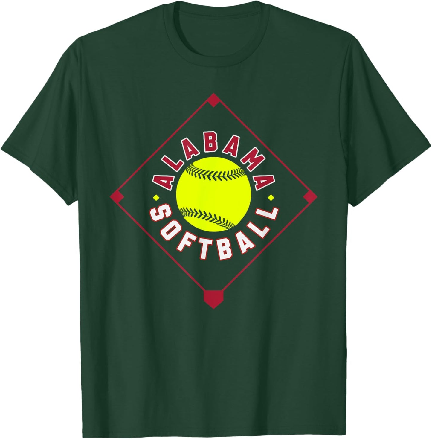 Alabama Softball Vintage Kids Team Retro Softball Fan T-Shirt - T-Shirt | Forest