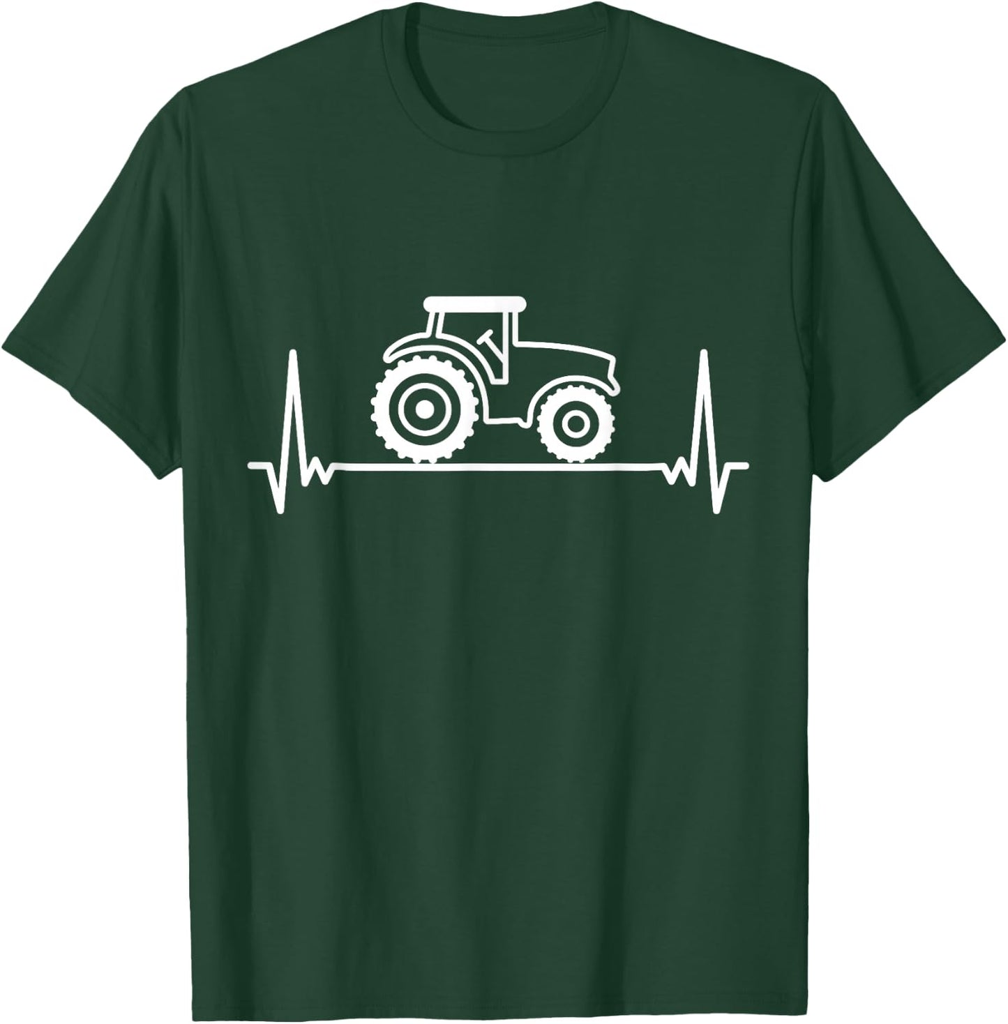 Heartbeat Tractor Pulse ECG Farmer Farmer Trekker Tug T-Shirt - T-Shirt | Forest
