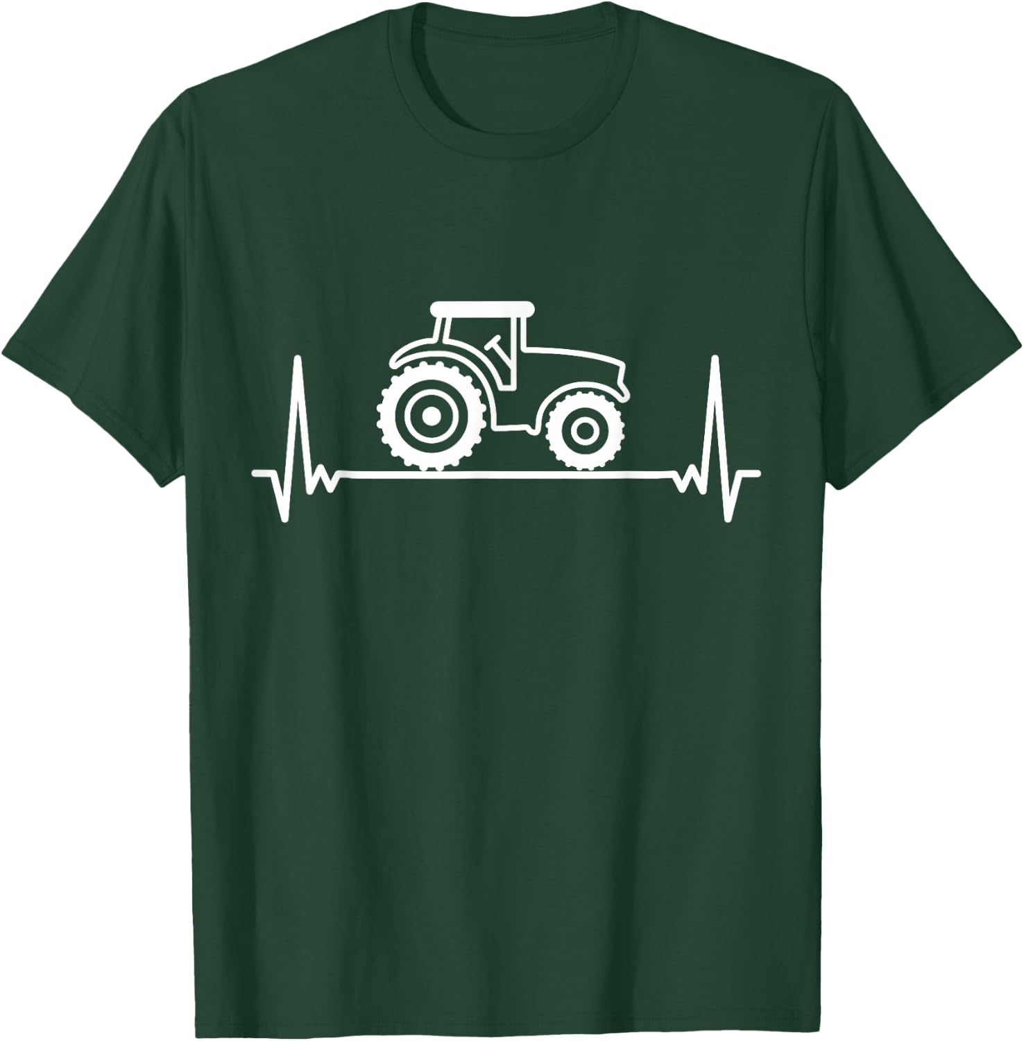 Heartbeat Tractor Pulse ECG Farmer Farmer Trekker Tug T-Shirt - T-Shirt | Forest