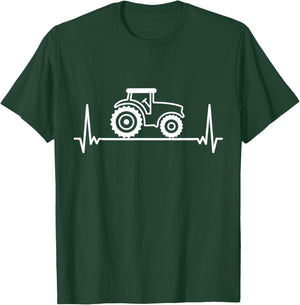 Heartbeat Tractor Pulse ECG Farmer Farmer Trekker Tug T-Shirt - T-Shirt | Forest
