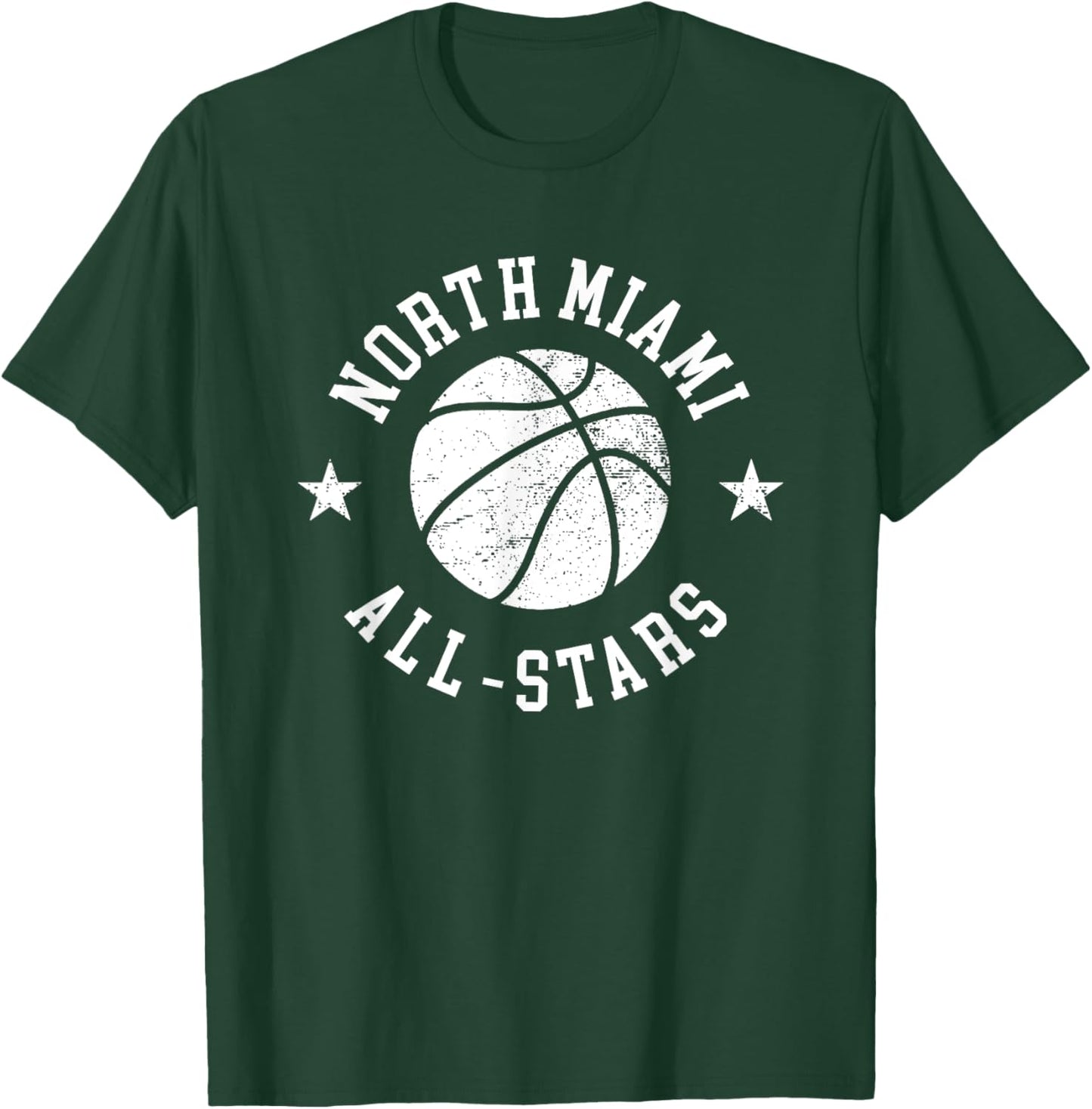 North Miami Vintage All-Stars Retro 80s Basketball T-Shirt - T-Shirt | Forest
