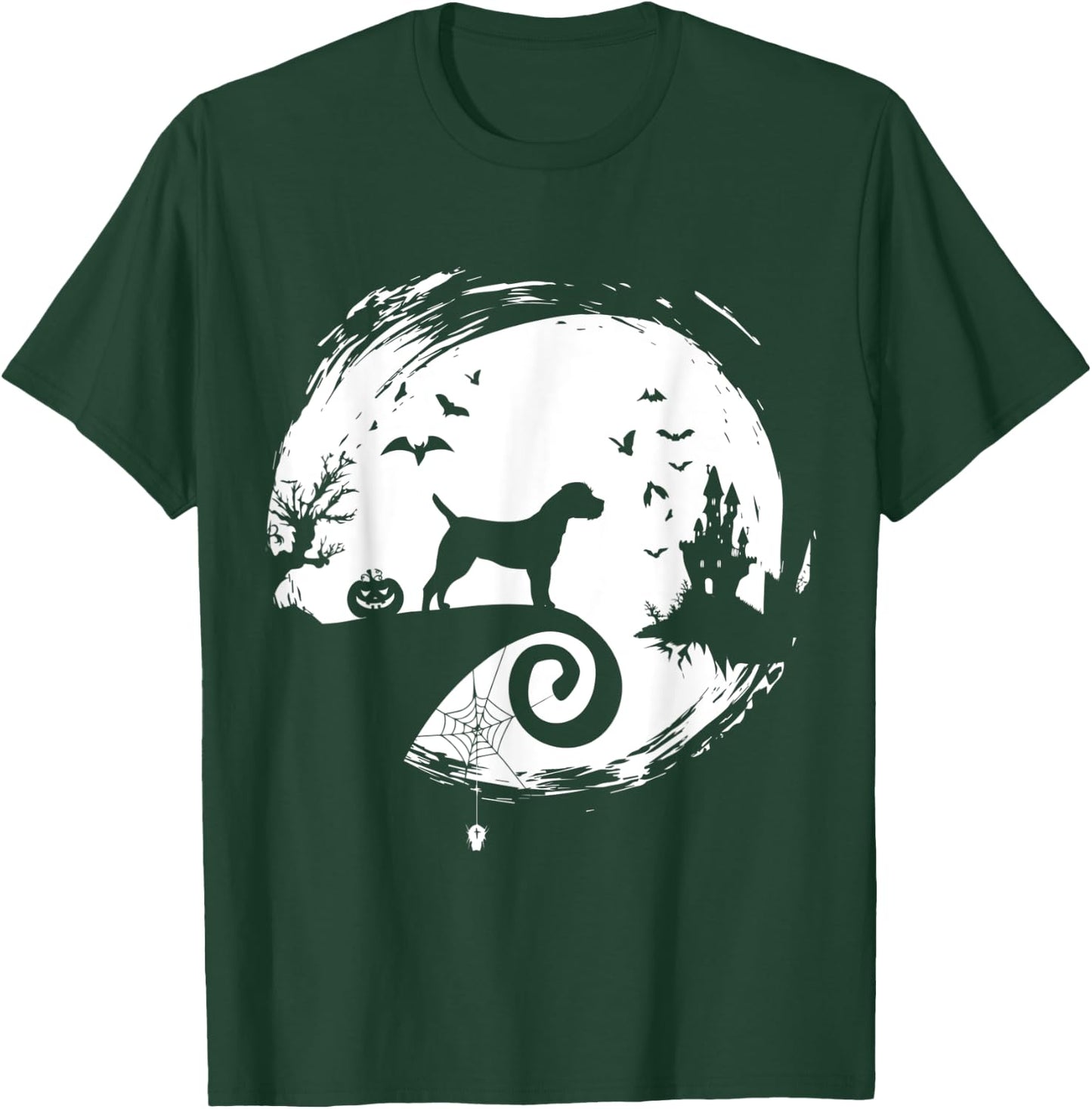 Border Terrier Halloween Costume Moon Silhouette Creepy T-Shirt - T-Shirt | Forest