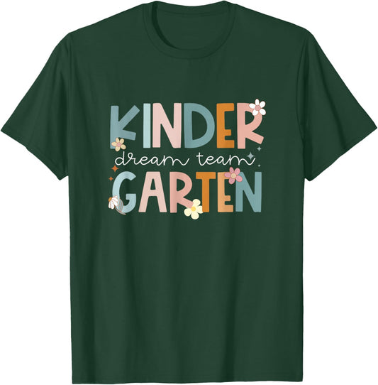 funny Kindergarten team Groovy Teacher Back to School T-Shirt - T-Shirt | Forest