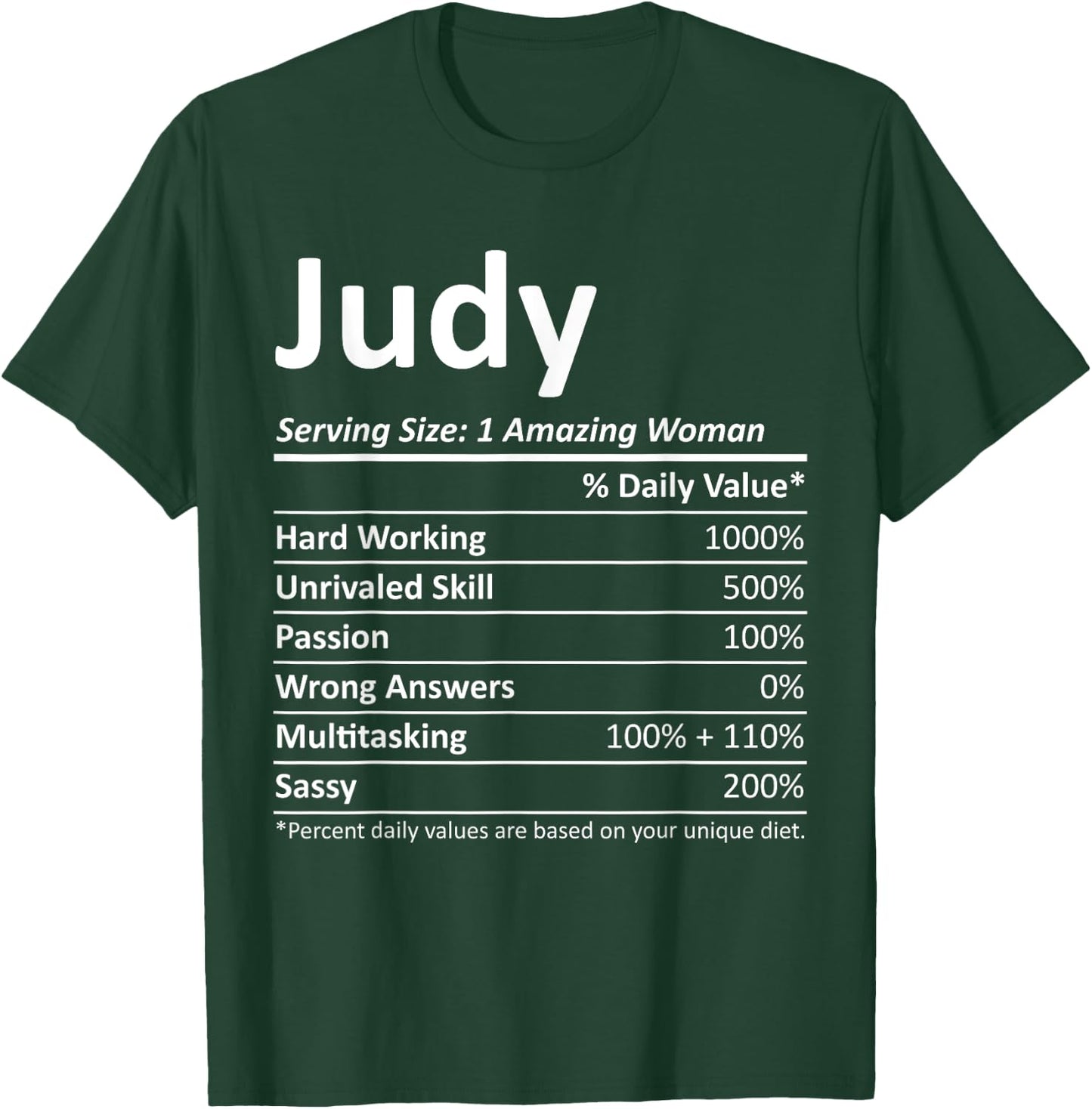 JUDY Nutrition Personalized Name Funny Christmas Gift T-Shirt - T-Shirt | Forest