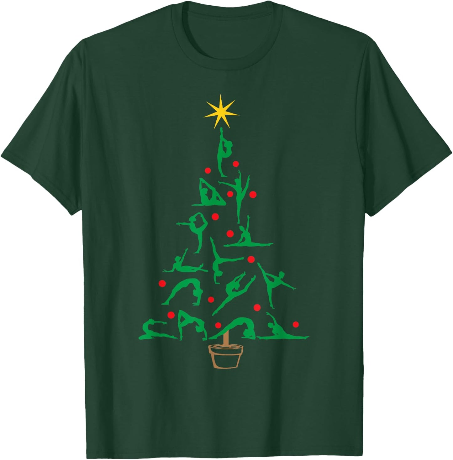 Xmas Gymnastics Yoga Christmas Tree T-Shirt - T-Shirt | Forest