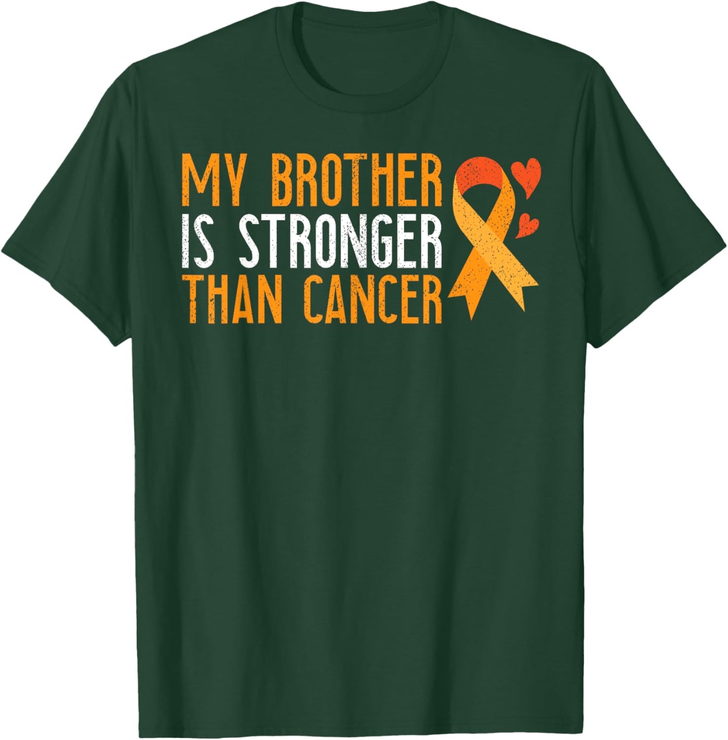 JonFriday Leukemia Cancer Awareness Gifts My Brother Is Stronger Than Cancer Leukemia Awareness - Men's Orange Short Sleeve Classic Fit - Small T-Shirt - T-Shirt | Forest