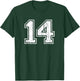 Number 14 Fourteen Distressed Vintage Sports Team Training T-Shirt - T-Shirt | Forest