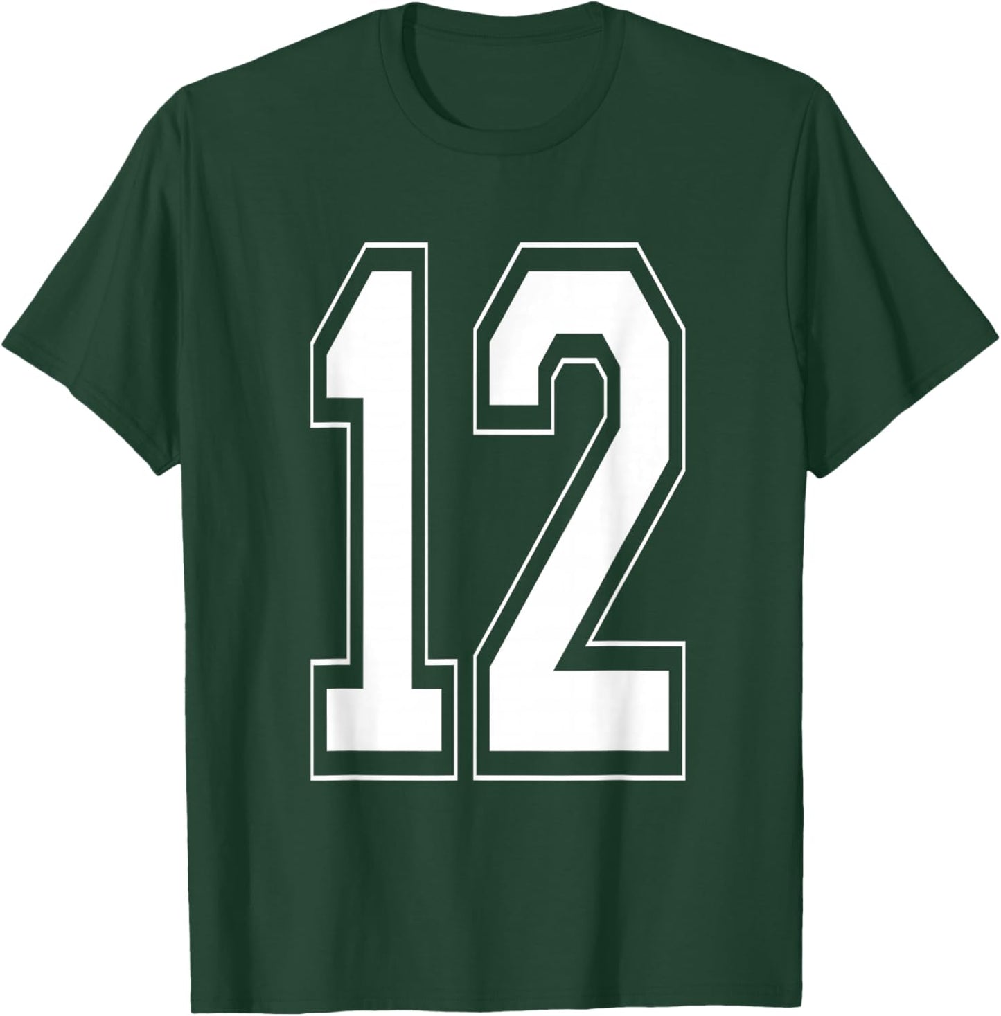 Number 12 Baseball Football Soccer Numbered Jersey T-Shirt - T-Shirt | Forest