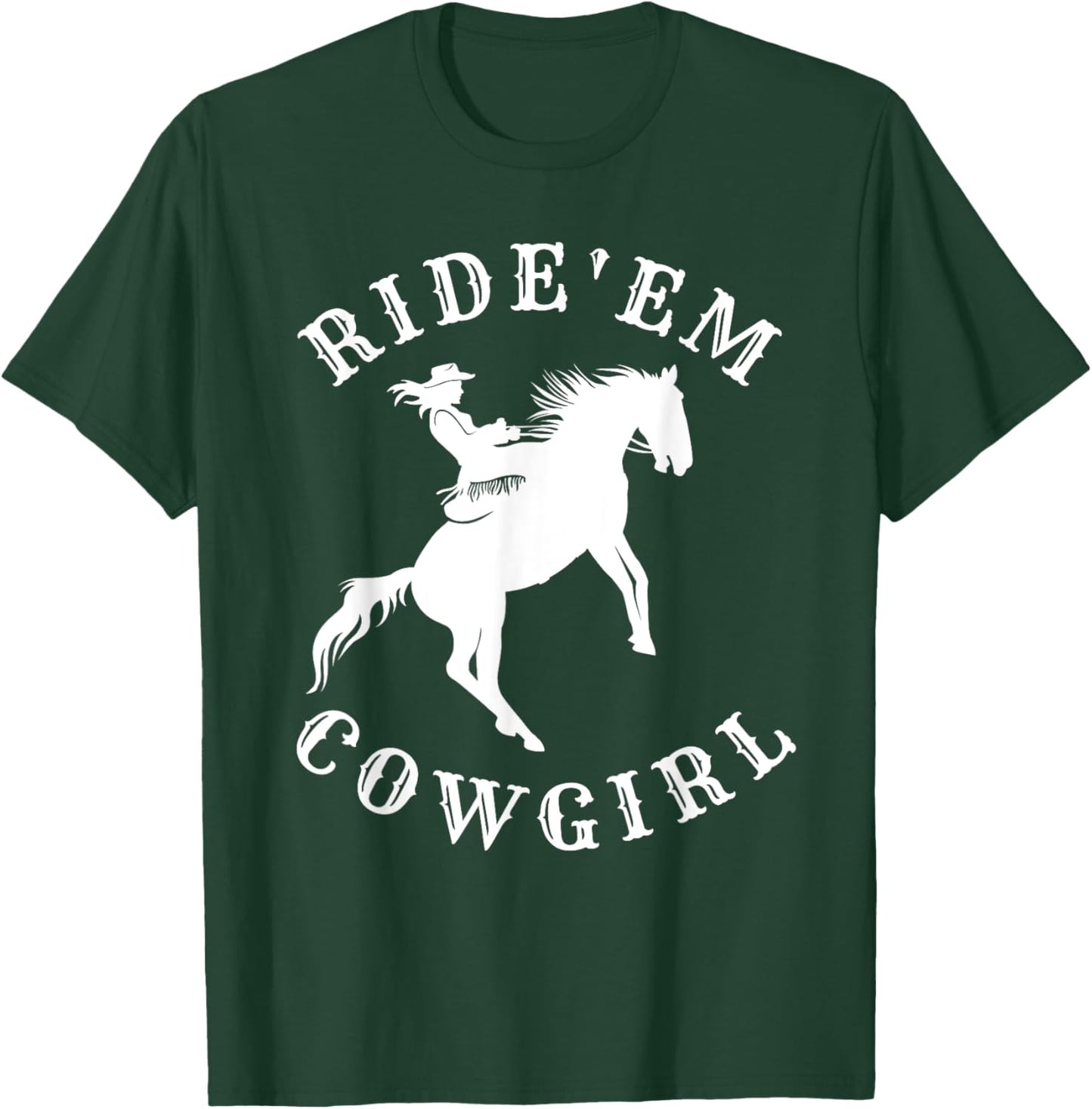 Western Ride'em Cowgirl Retro Vintage counrty arch T-Shirt - T-Shirt | Forest