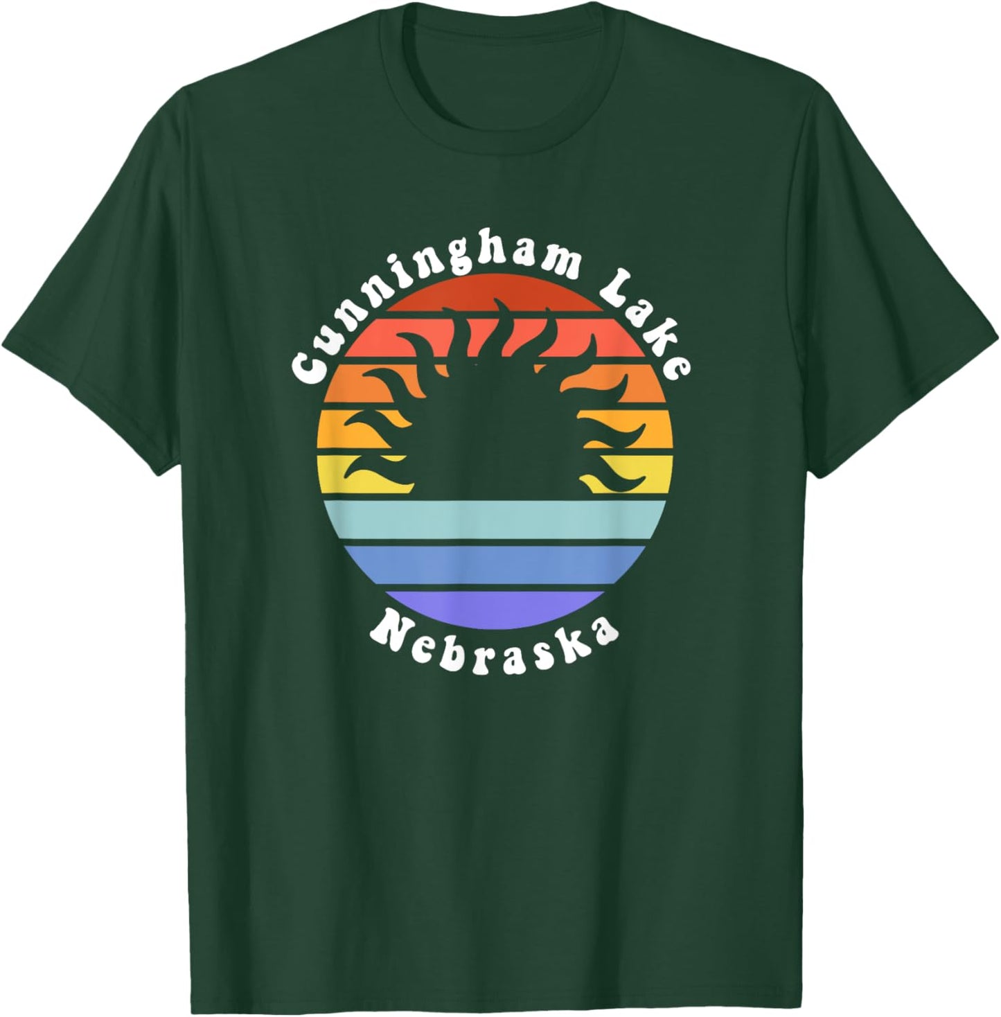 Cunningham Lake Nebraska Sunrise Family Vacation Souvenir T-Shirt - T-Shirt | Forest