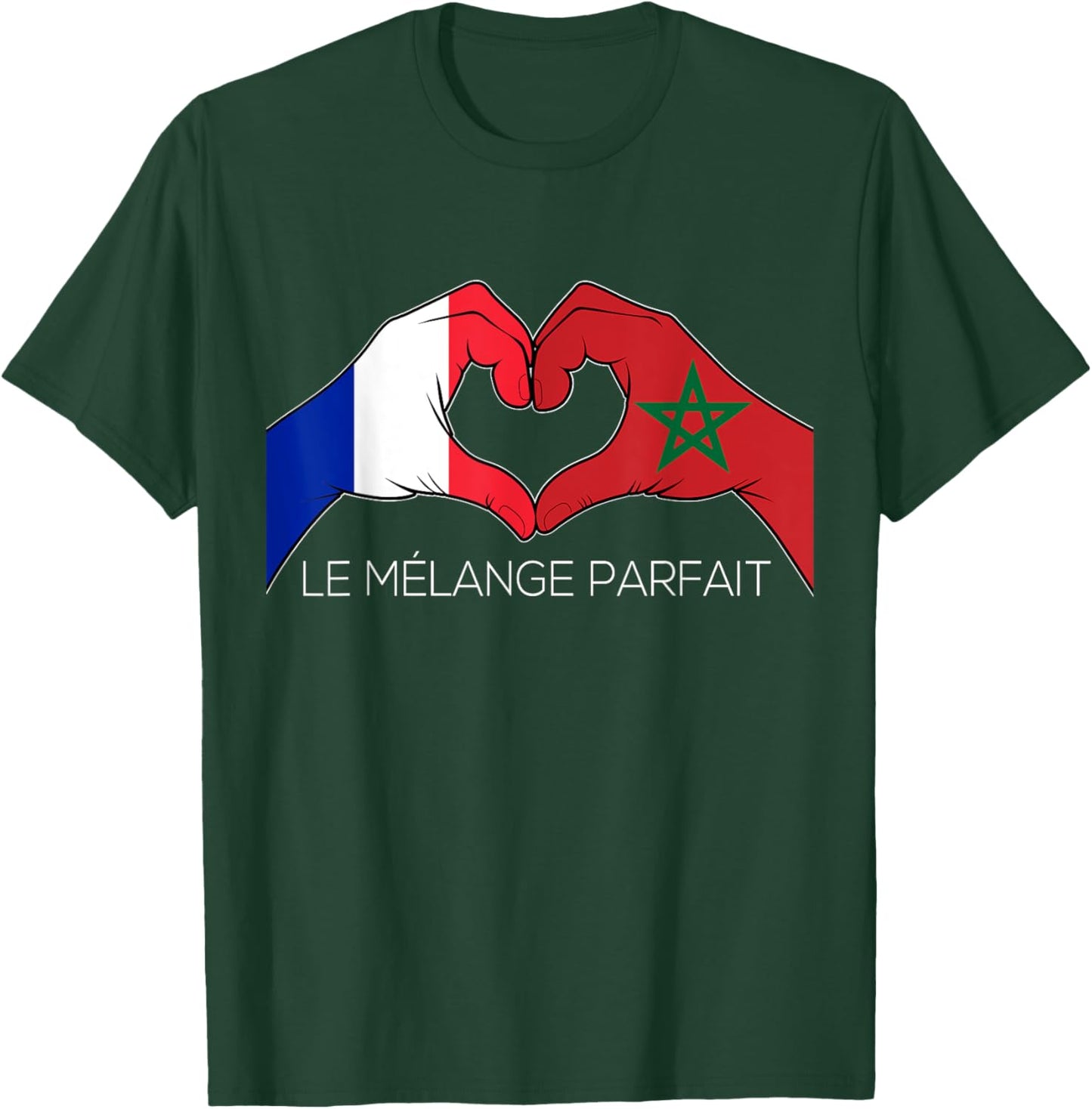 France and Morocco French Moroccan Le Mélange Parfait Coeur T-Shirt - T-Shirt | Forest