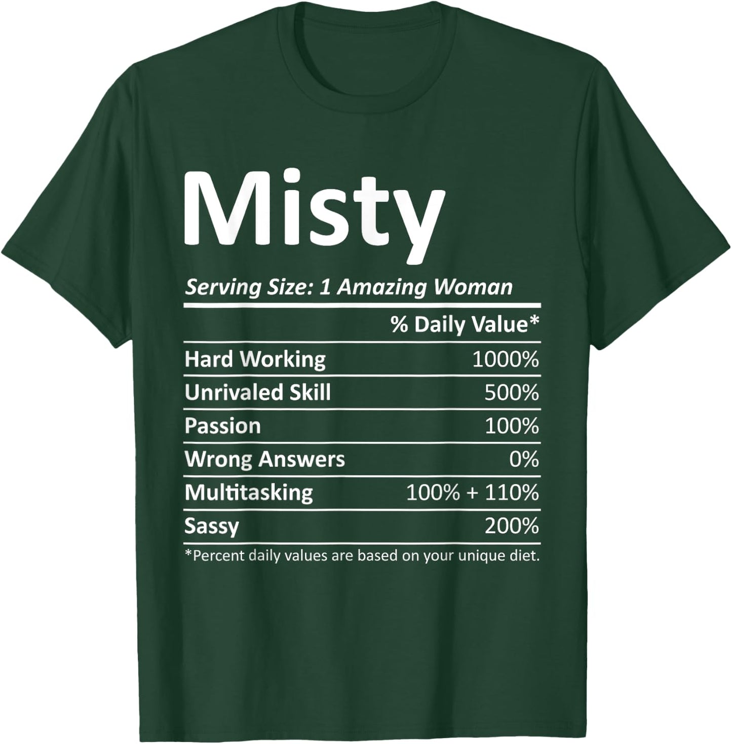 MISTY Nutrition Personalized Name Funny Christmas Gift T-Shirt - T-Shirt | Forest
