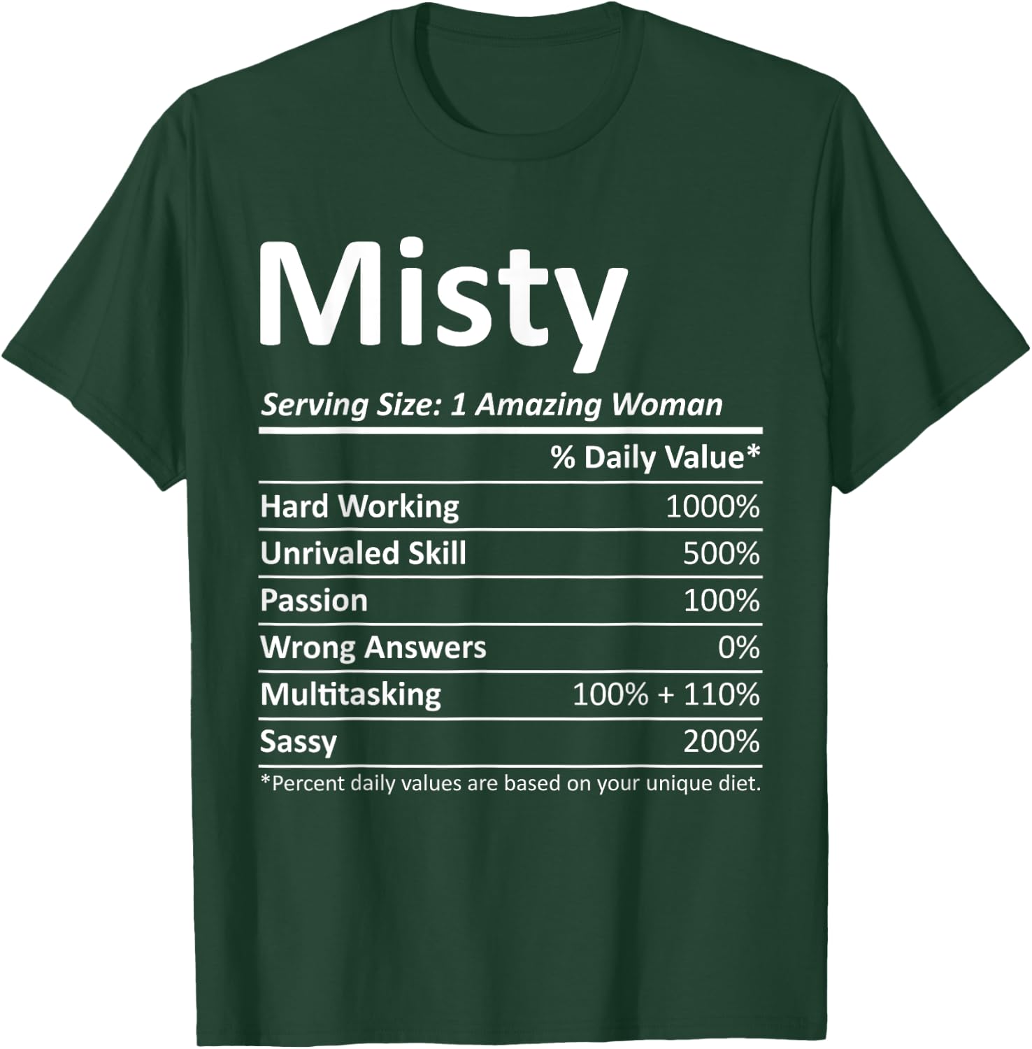 MISTY Nutrition Personalized Name Funny Christmas Gift T-Shirt - T-Shirt | Forest