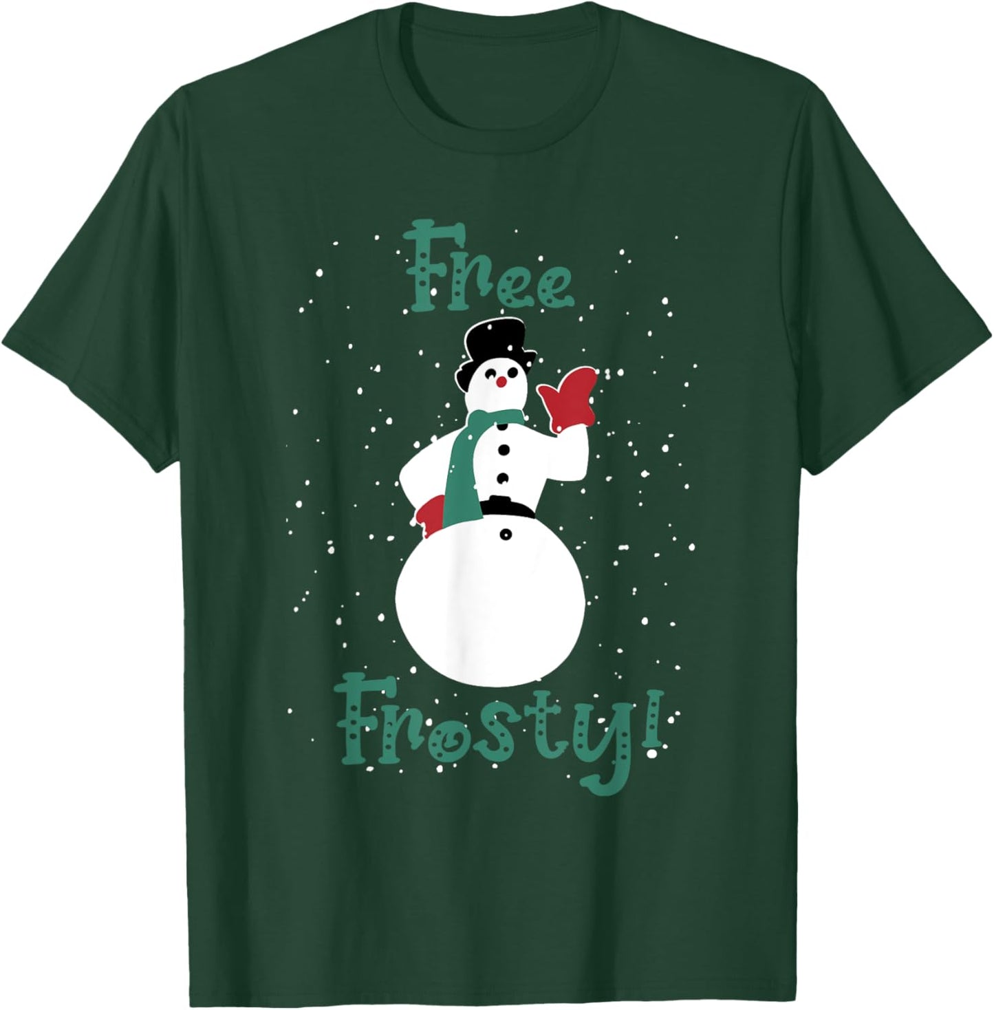 Free Frosty Snowman In Winter Snows White Xmas T-Shirt - T-Shirt | Forest