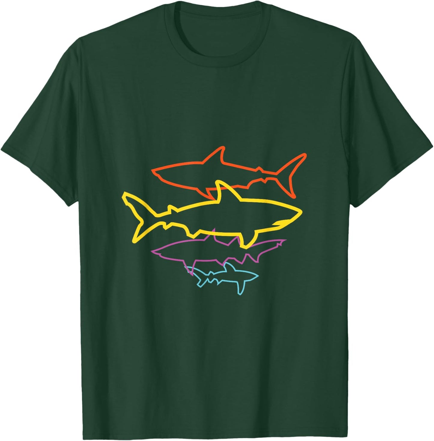 Vintage Sharks Retro Shark Graphic Men Women Graphic T-Shirt - T-Shirt | Forest