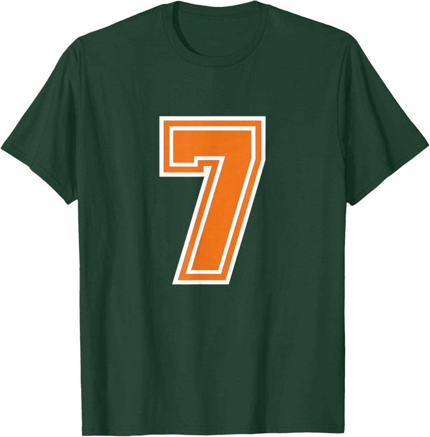 Number 7 Orange Varsity Sports Team T-Shirt - T-Shirt | Forest