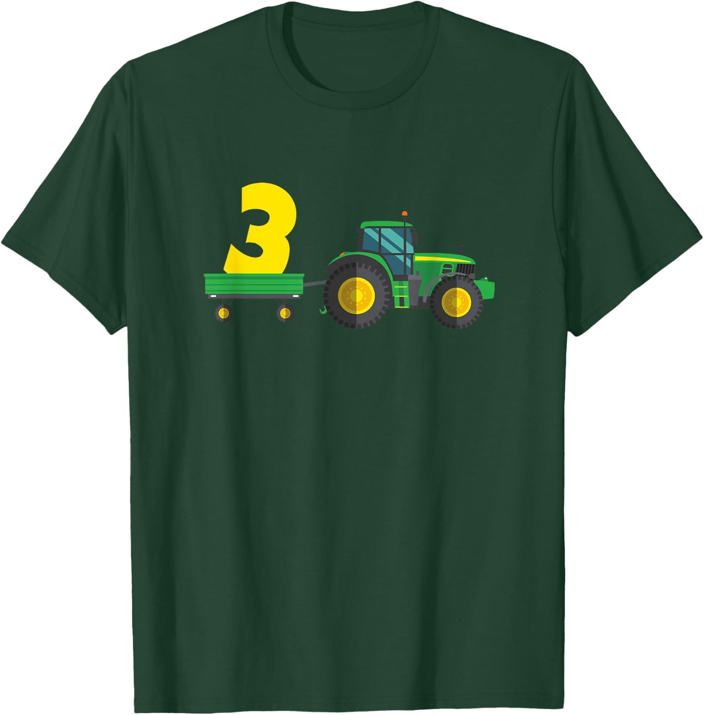 Kids Farm 3 years old 3rd birthday tractor T-Shirt - T-Shirt | Forest