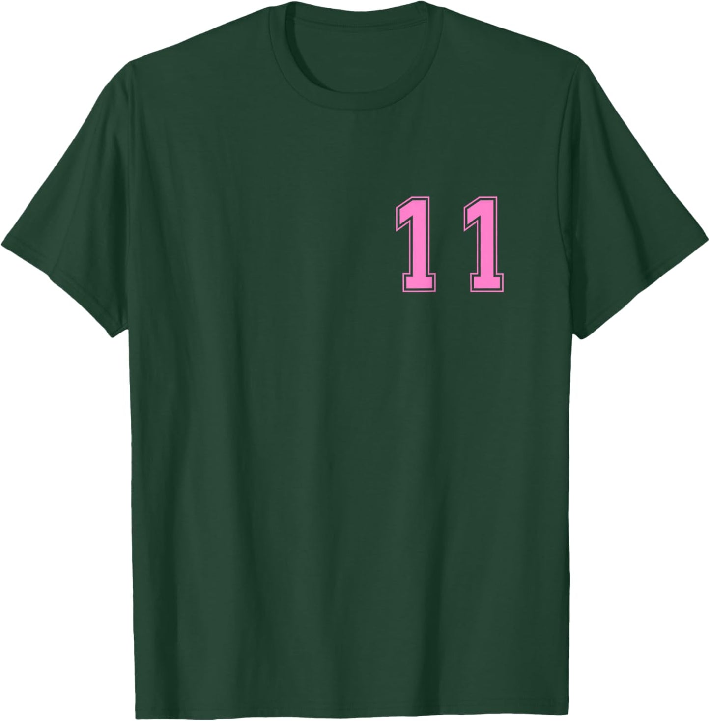 Pink Number 11 Team Junior Sports Numbered Uniform T-Shirt - T-Shirt | Forest