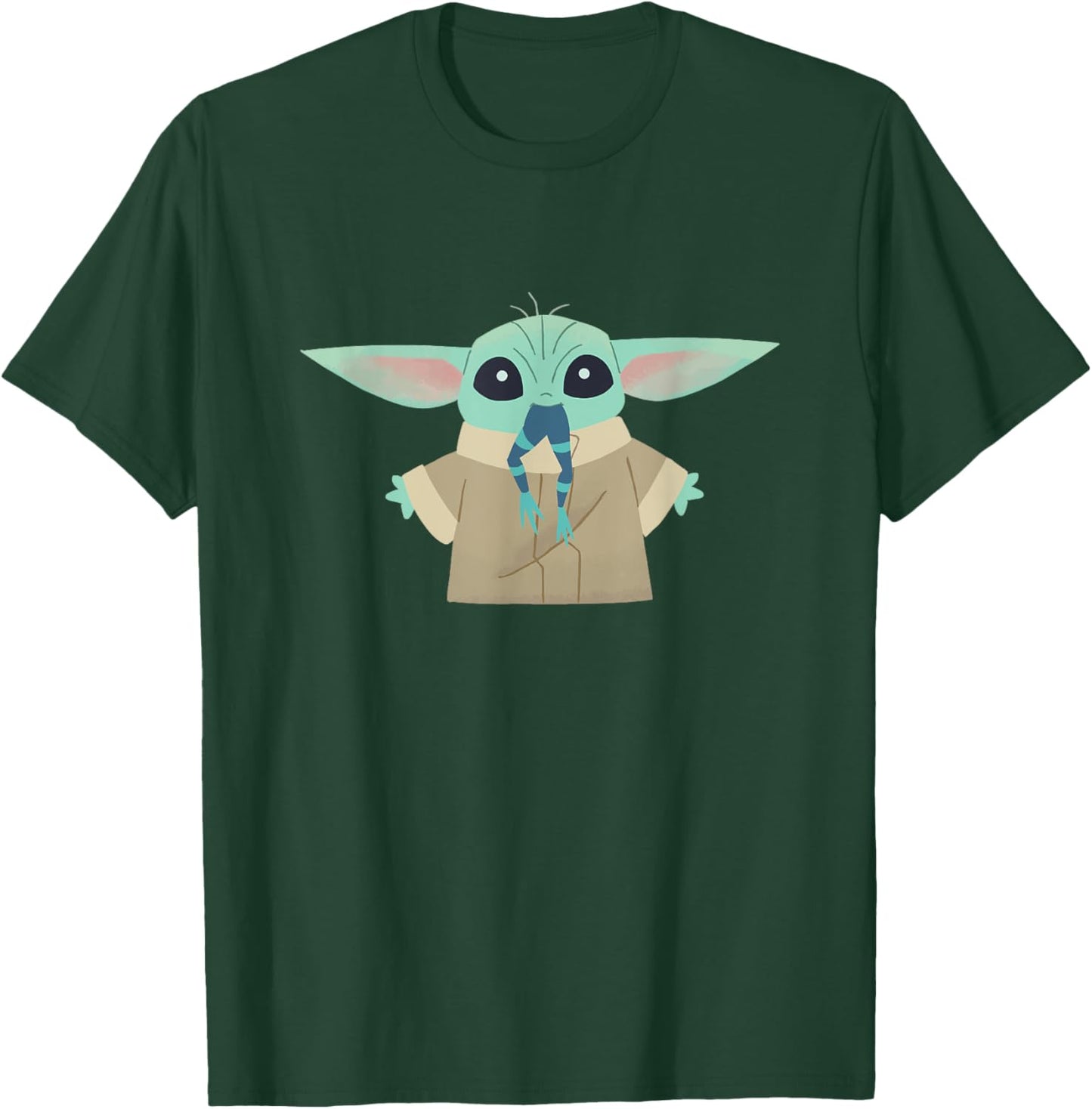 Star Wars The Mandalorian Grogu Eating Frog Cartoon T-Shirt - T-Shirt | Forest