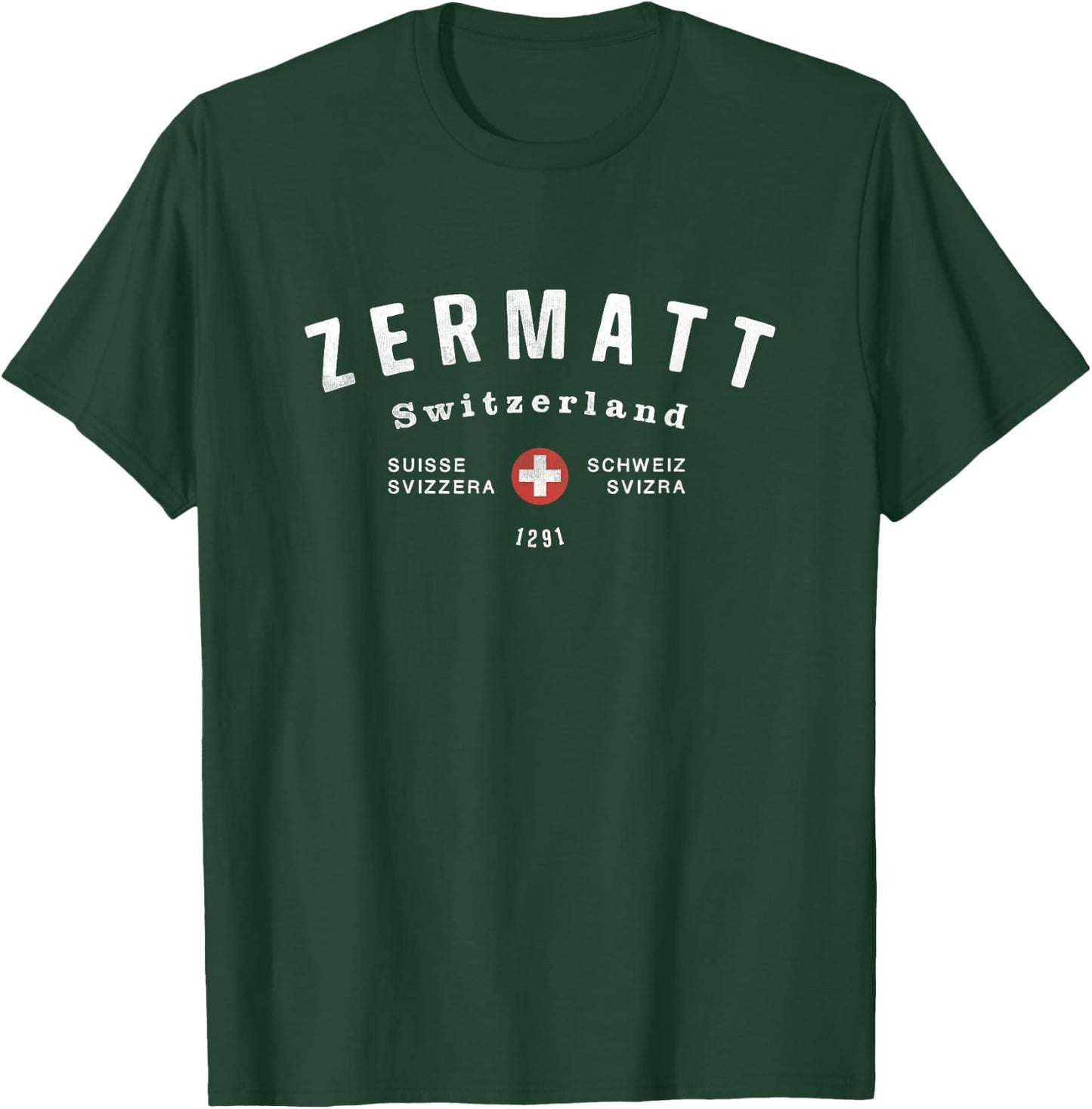 Zermatt Switzerland Vintage Retro Sports Style College T-Shirt - T-Shirt | Forest