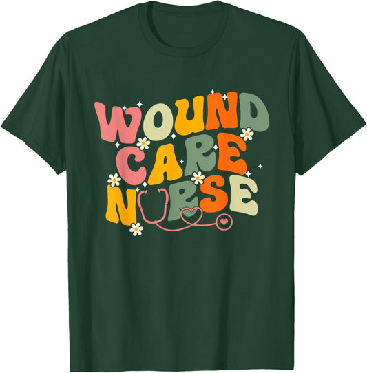 Groovy Wound Care Nurse RN Wound Nursing - Adults, Black, Small, Short Sleeve, , Classic Fit, Modern, Letter Print, Pull On, 1 Count T-Shirt - T-Shirt | Forest