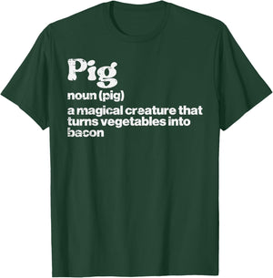 Pig Definition Bacon Funny Bbq Barbecue Grill Men Women Kids T-Shirt - T-Shirt | Forest