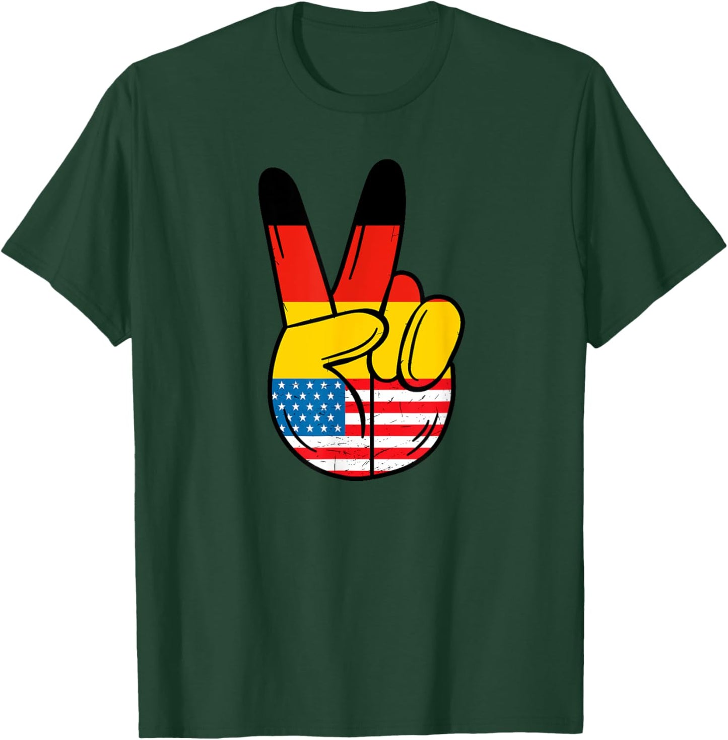 Half German And Half American Germany Usa Flag Peace Sign T-Shirt - T-Shirt | Forest