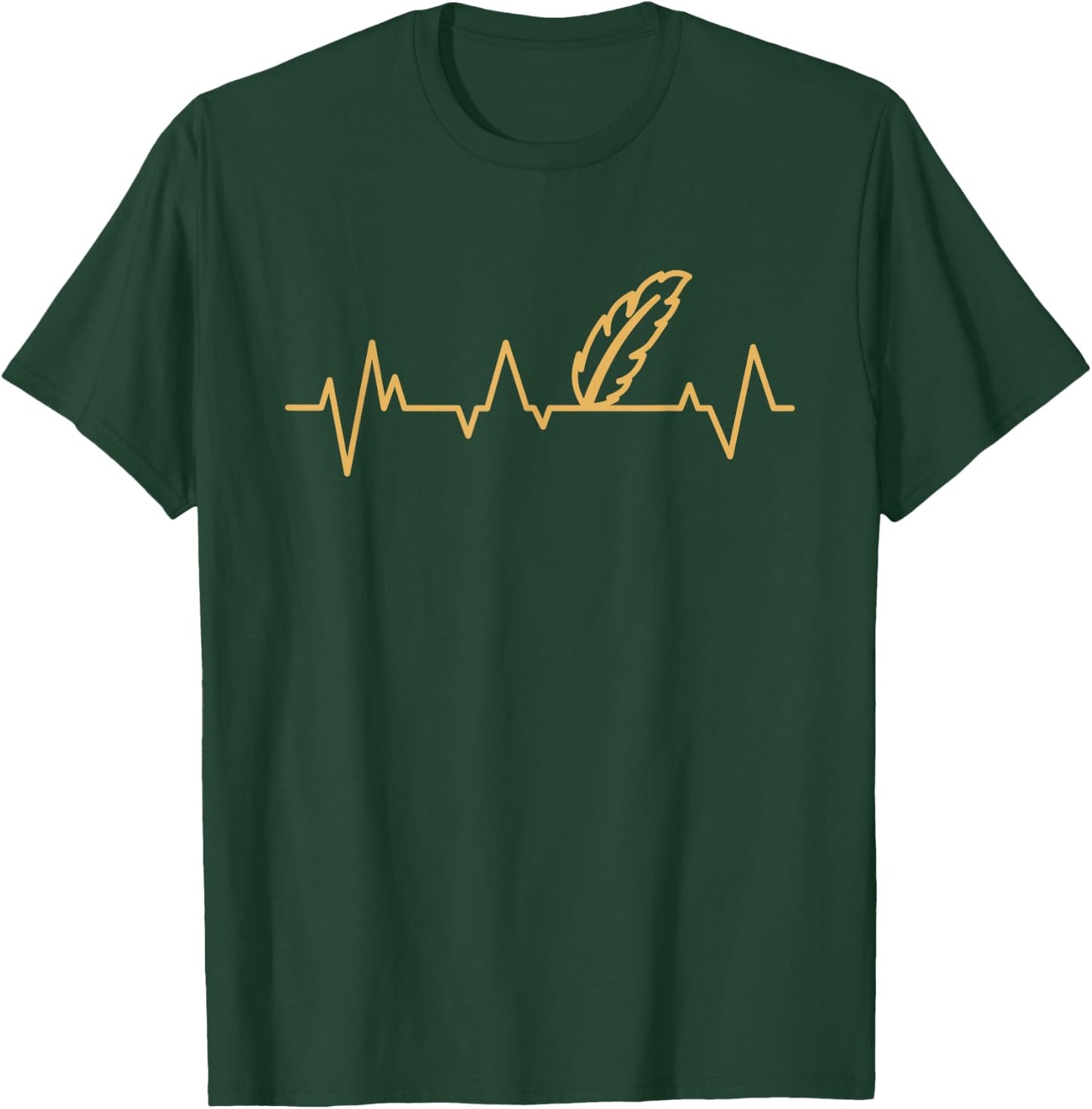Feather vintage Heartbeat Love Indigenous Peoples Day Gift T-Shirt - T-Shirt | Forest