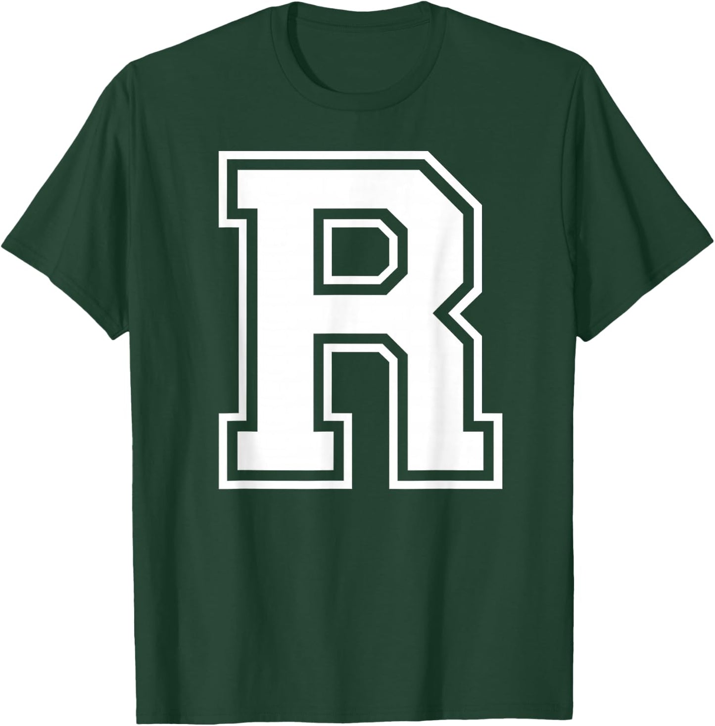 Letter R Capital Alphabet College Varsity Monogram Club T-Shirt - T-Shirt | Forest