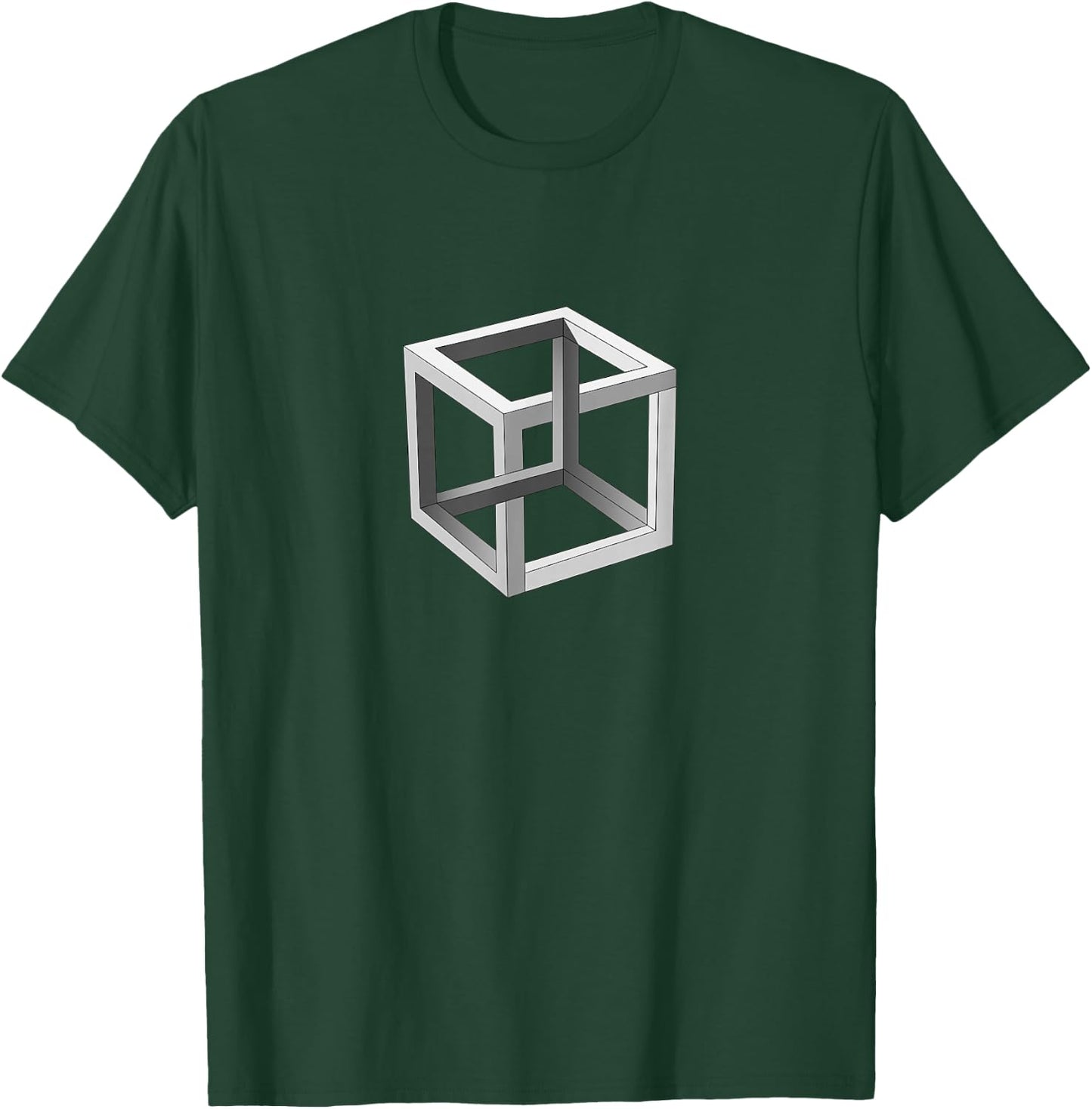 Geometric Cube Impossible Brain Bender Eye Trick Gift T-Shirt - T-Shirt | Forest