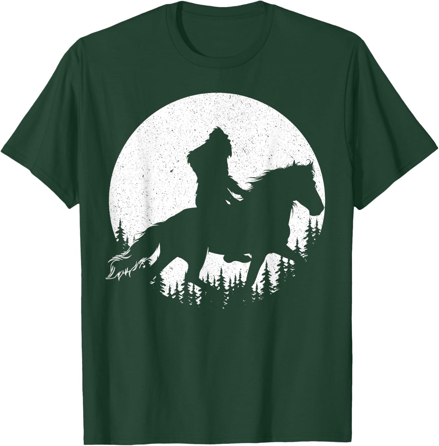 Bigfoot Riding A Horse Equestrian Men Women Sasquatch Horses T-Shirt - T-Shirt | Forest