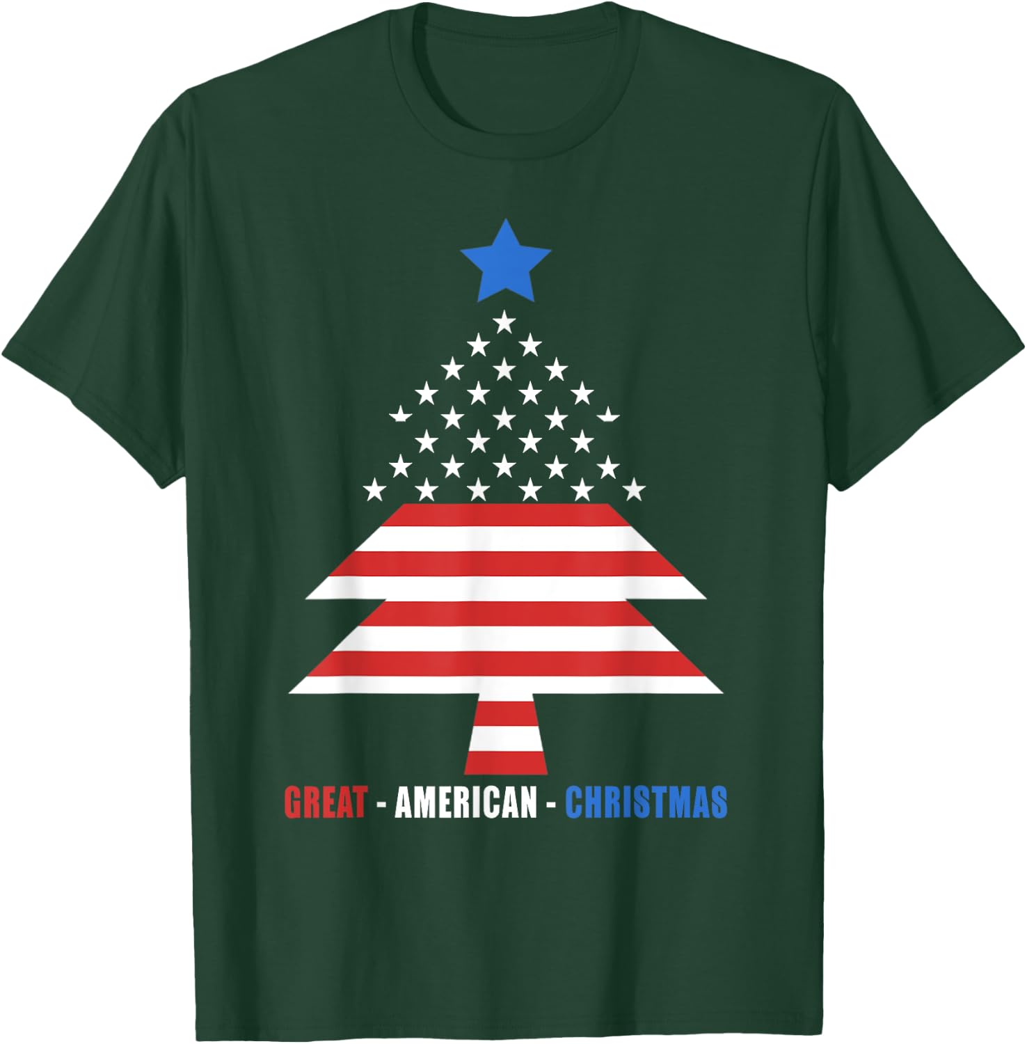 Great American Christmas Patriotic Christmas Tree Women Kids Men T-Shirt - T-Shirt | Forest