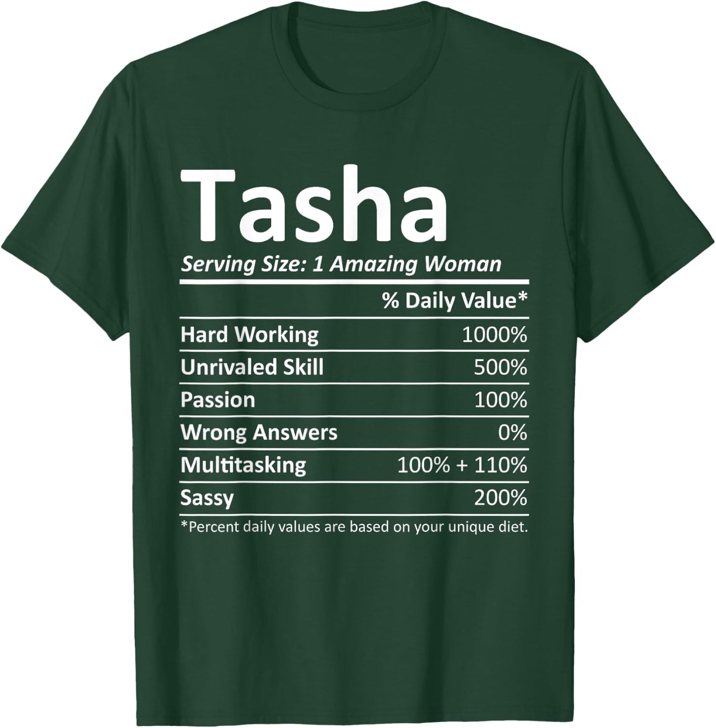 TASHA Nutrition Personalized Name Funny Christmas Gift T-Shirt - T-Shirt | Forest