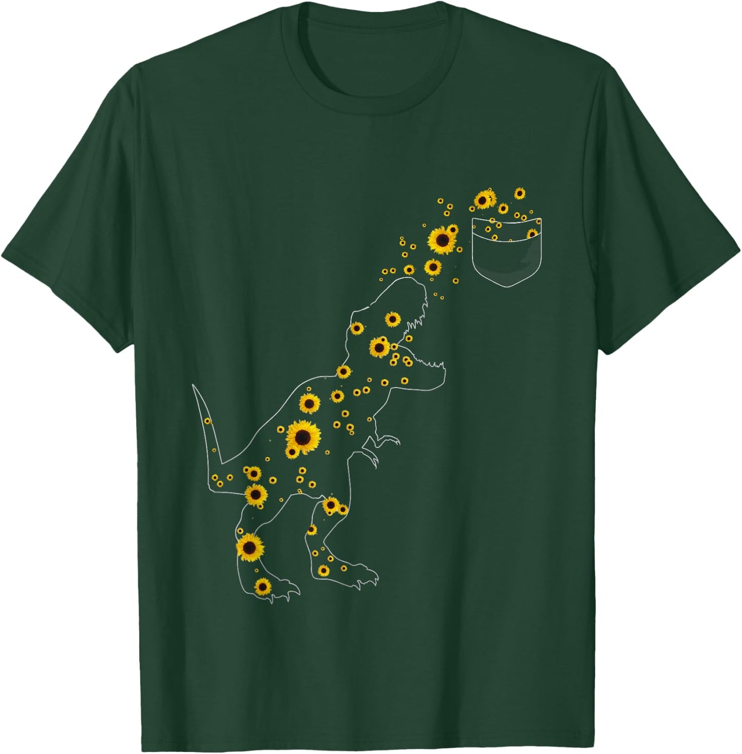 Sunshine Dinosaurs T-rex Sunflower Rex Sun Flower dinosaur Women Girls Kids T-Shirt - T-Shirt | Forest
