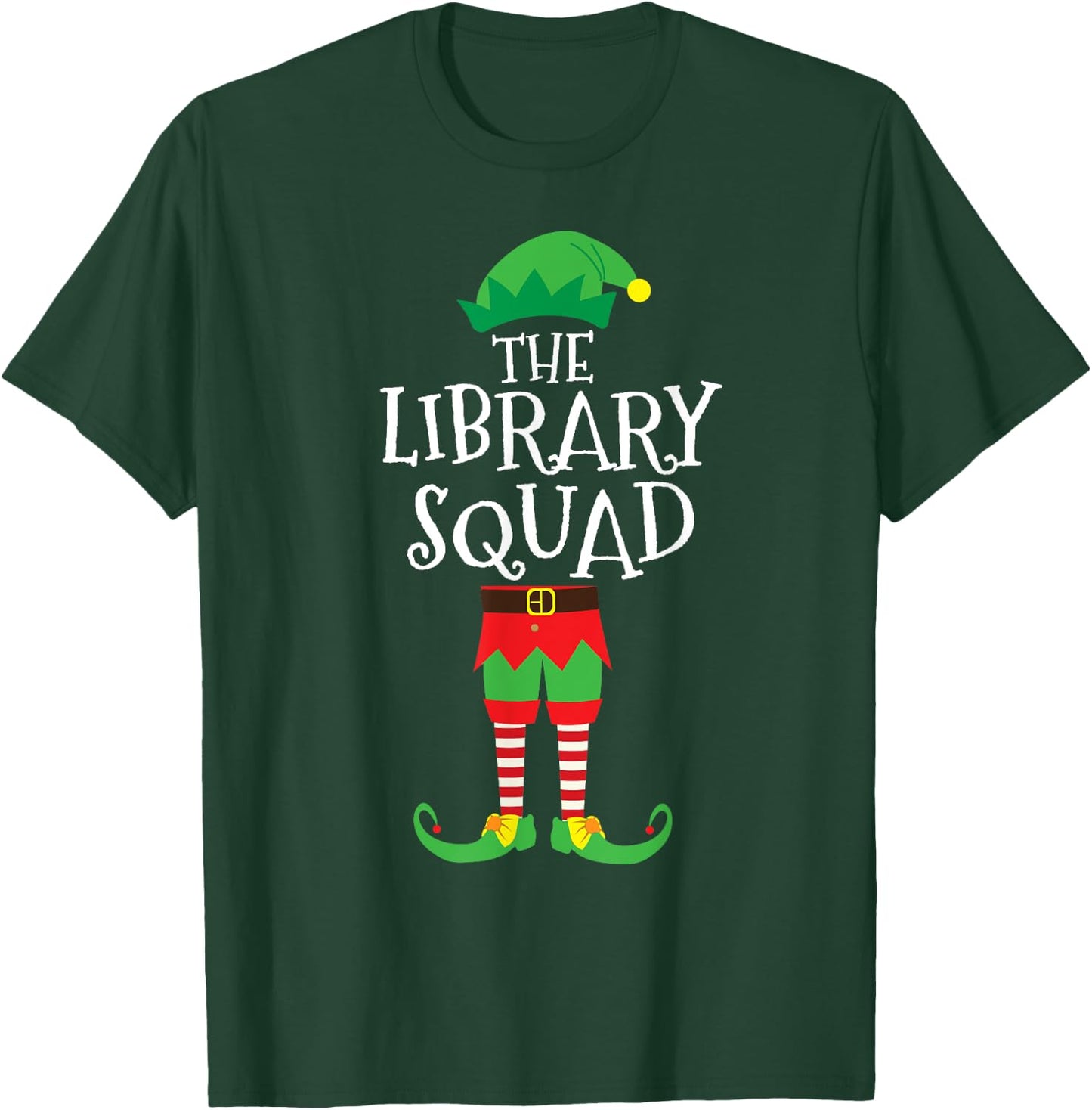 Library Squad Elf Library Assistant Christmas Party Pajama T-Shirt - T-Shirt | Forest