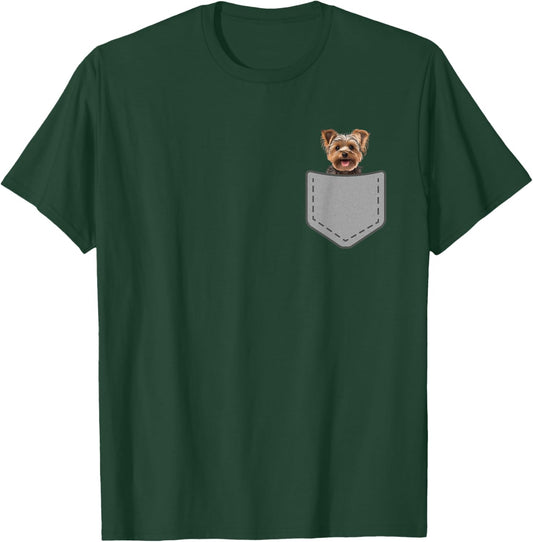 Funny Happy Yorkshire Terrier Puppy Dog In Your Pocket T-Shirt - T-Shirt | Forest